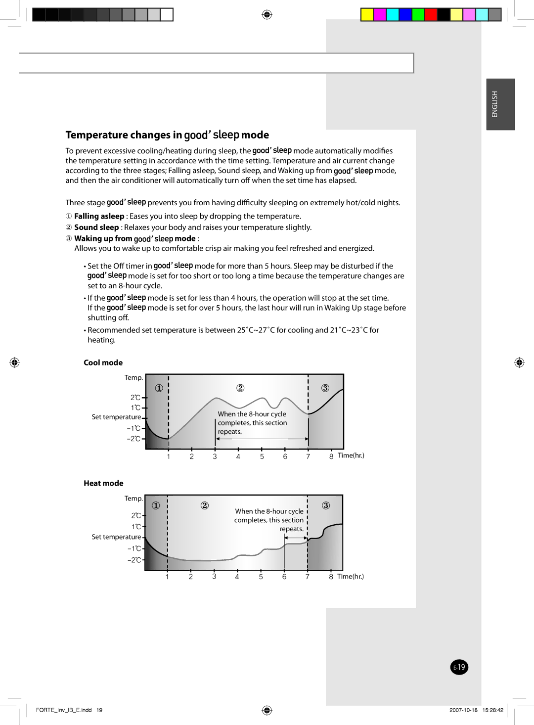 Samsung AQV12NSBN, AQV12NSBX, AQV09NSBX, AQV24NSAX, AQV18FAX, AQV12FCN, AQV18NSAN, AQV09NSBN manual Temperature changes in mode 