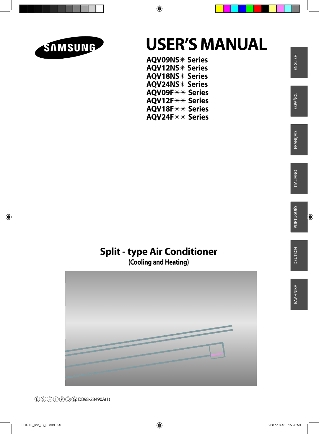 Samsung AQV12NSBX, AQV09NSBX, AQV24NSAX, AQV18FAX, AQV12NSBN, AQV12FCN, AQV18NSAN, AQV09NSBN USER’S Manual, Cooling and Heating 