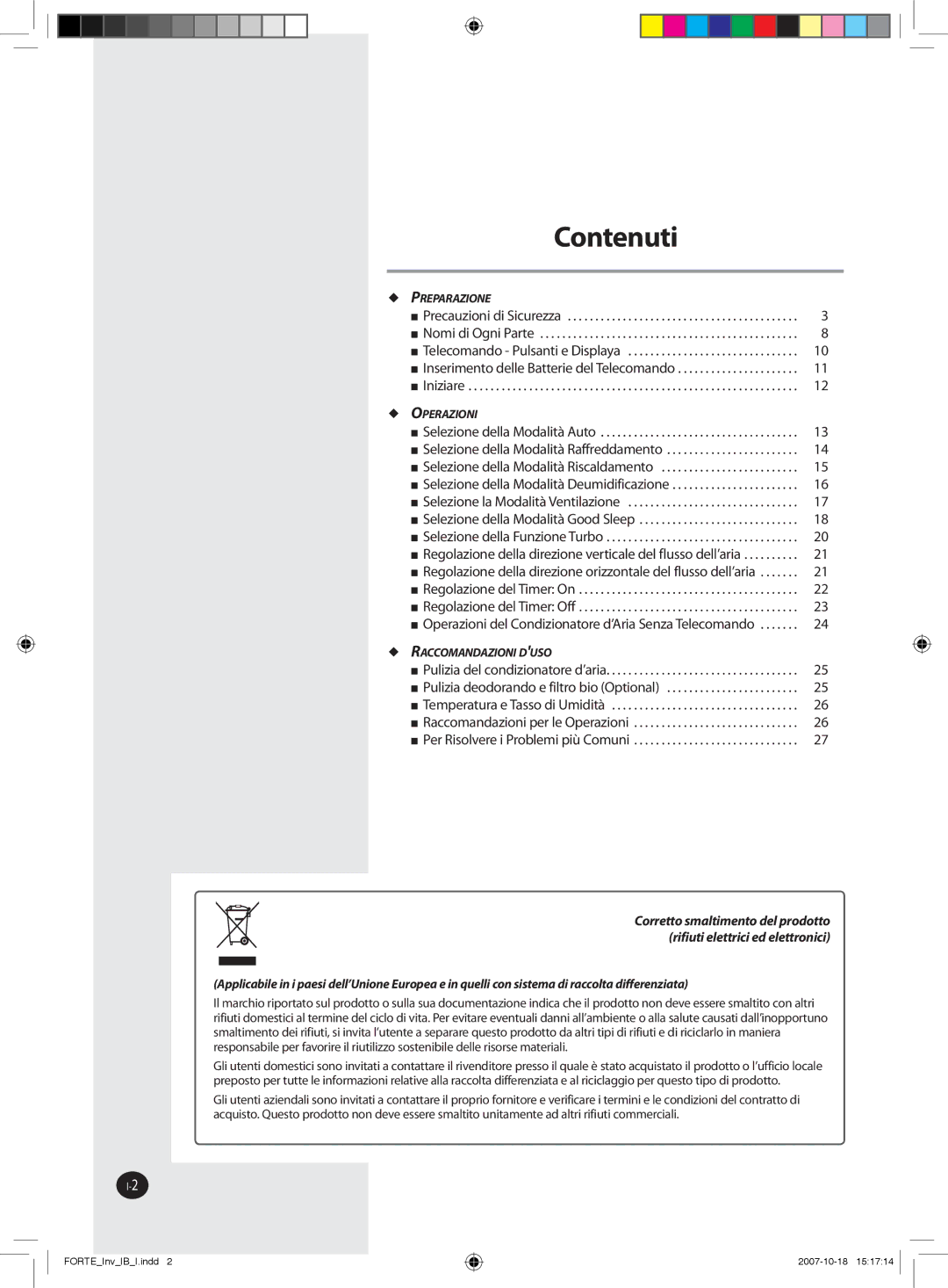 Samsung AQV09NSBX, AQV12NSBX, AQV24NSAX, AQV18FAX, AQV12NSBN, AQV12FCN, AQV18NSAN, AQV09NSBN, AQV09FCN, AQV24NSAN manual Contenuti 