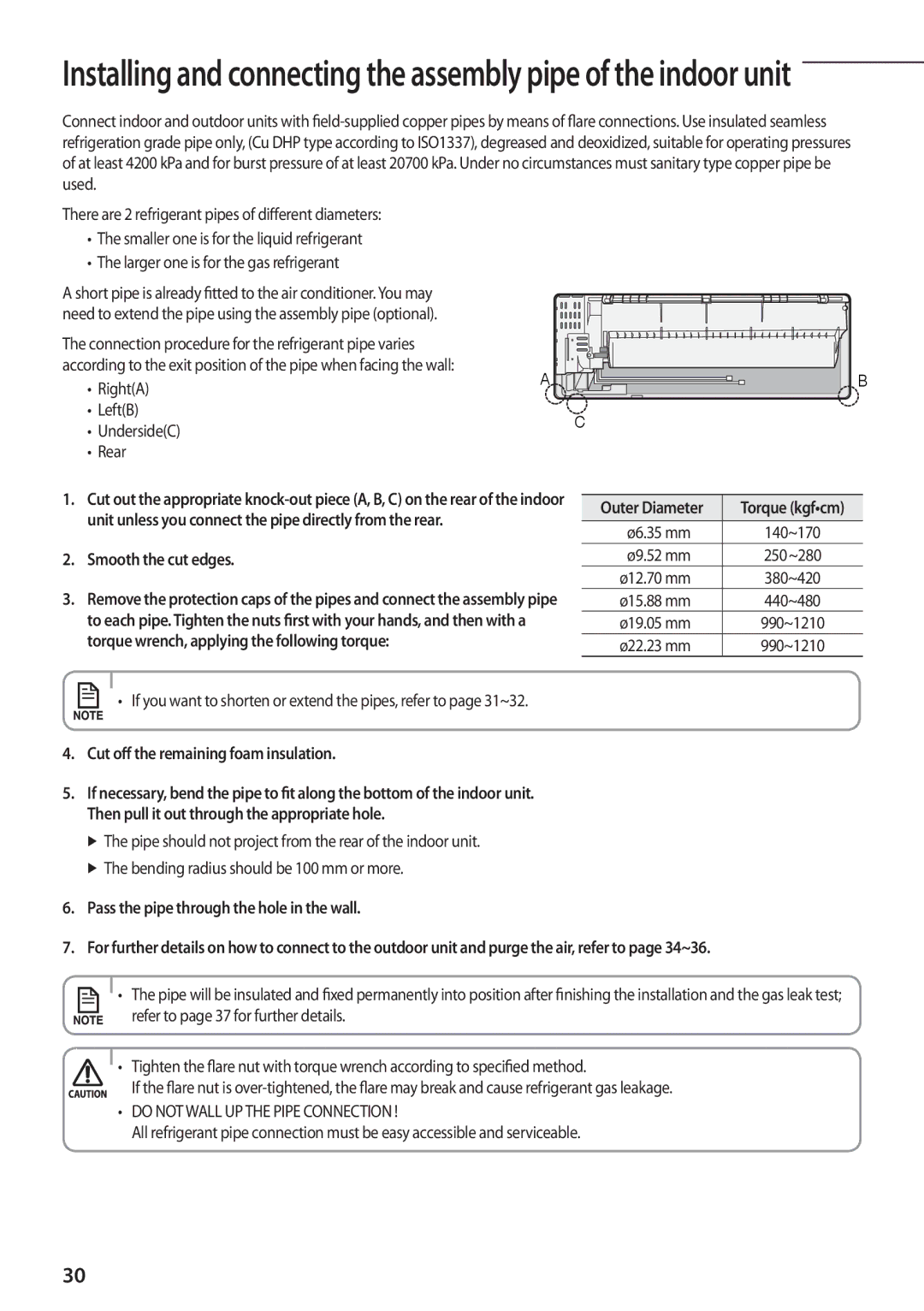 Samsung AQV12PWCXEUR, AQV12PWAX, AQV09PWCXEUR, AQV09PWCNEUR manual Smooth the cut edges, Cut off the remaining foam insulation 