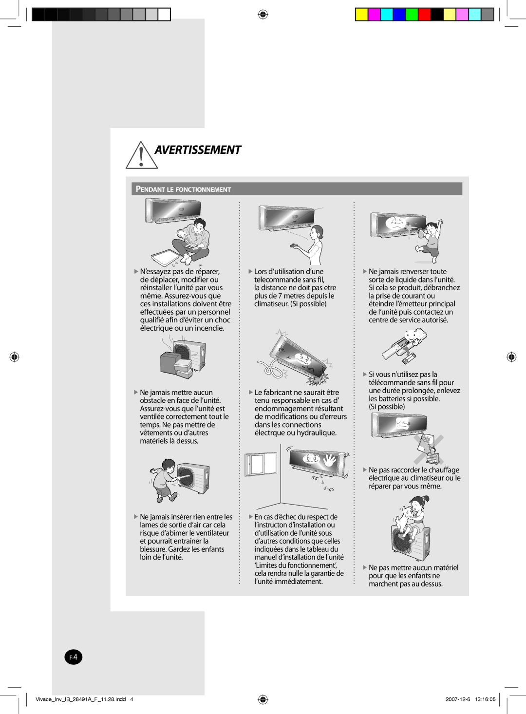 Samsung AQV24VBEN, AQV12VBEN, AQV09VBCNKCV, AQV24VBGN, AQV24VBCX, AQV18VBCN, AQV24VBGX, AQV24VBEX Avertissement, Si possible 