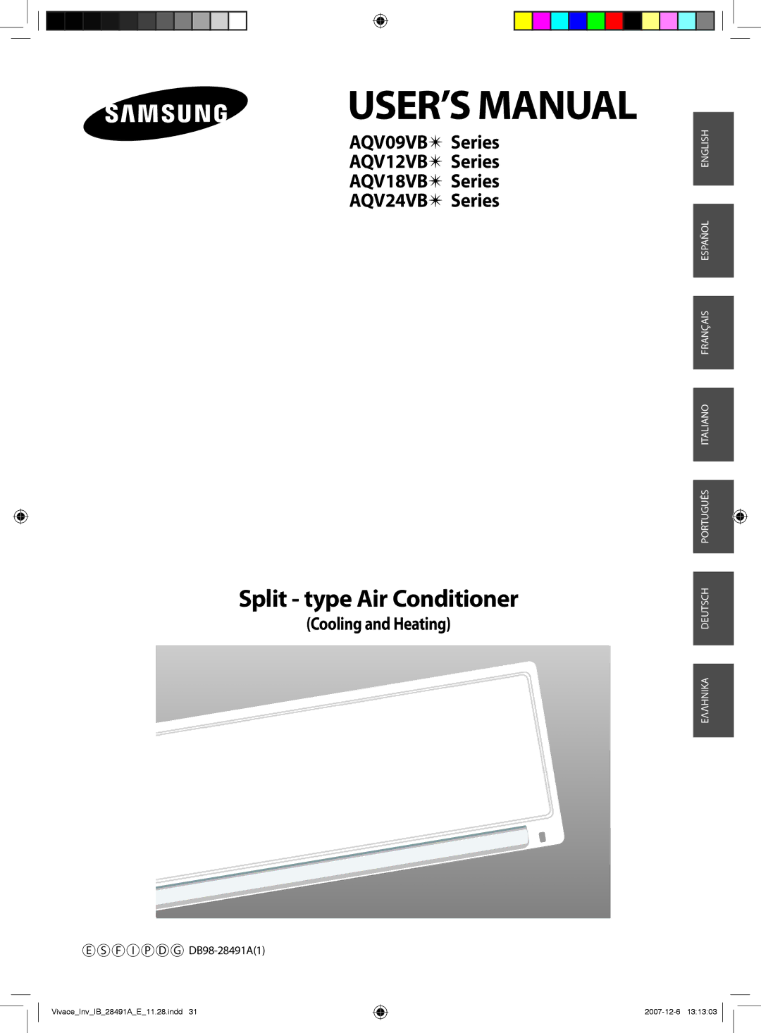 Samsung AQV09AWAX, AQV12AWAX, AQV12AWAN, AQV09AWAN, AQV09VBCN manual Caratteristiche del vostro nuovo climatizzatore split 