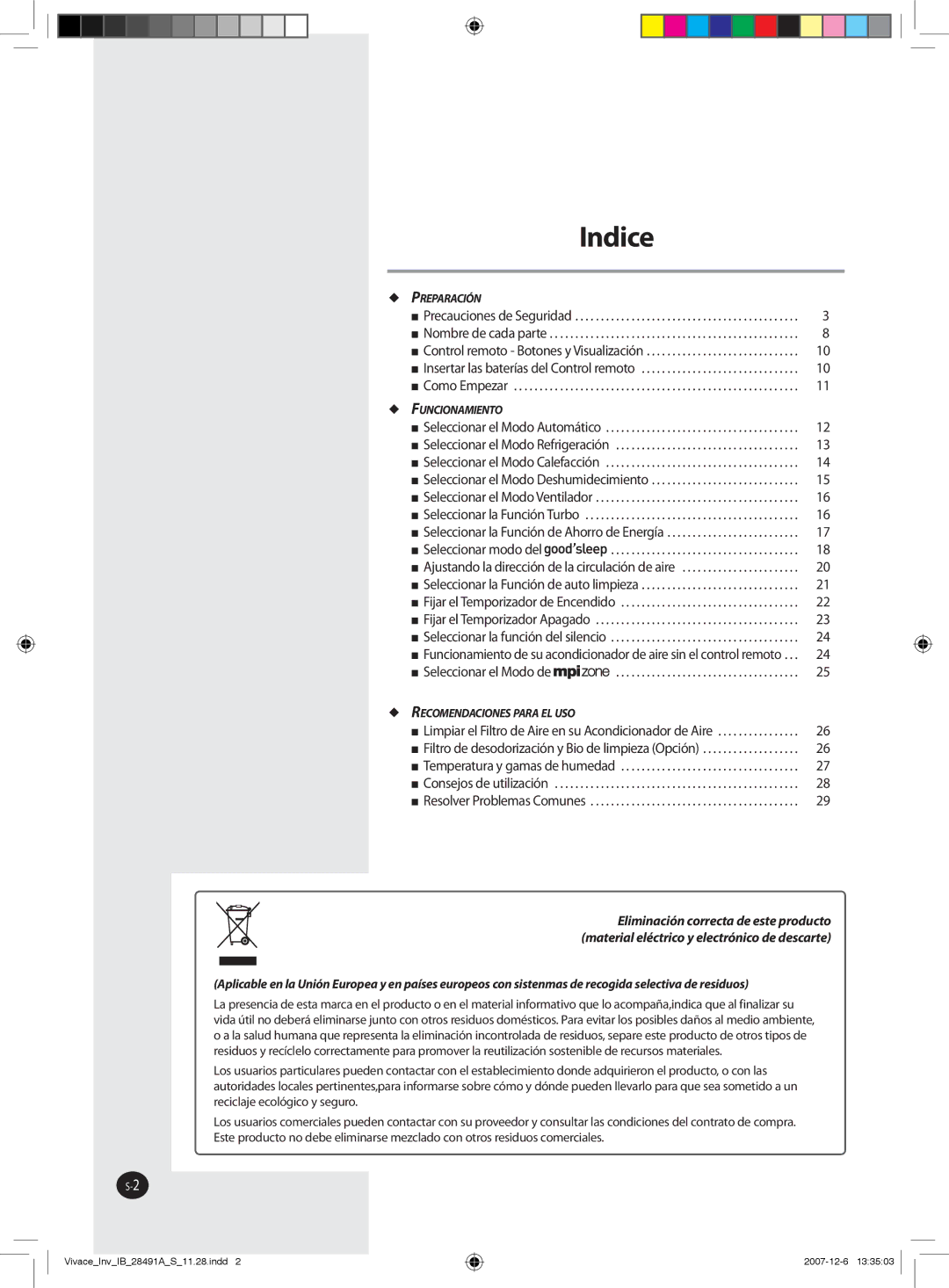 Samsung AQV24VBEN, AQV12VBEN, AQV24VBCX, AQV18VBCN, AQV24VBEX, AQV24VBCN, AQV09VBCX, AQV09VBEN, AQV09VBCN, AQV09EWAX manual Indice 