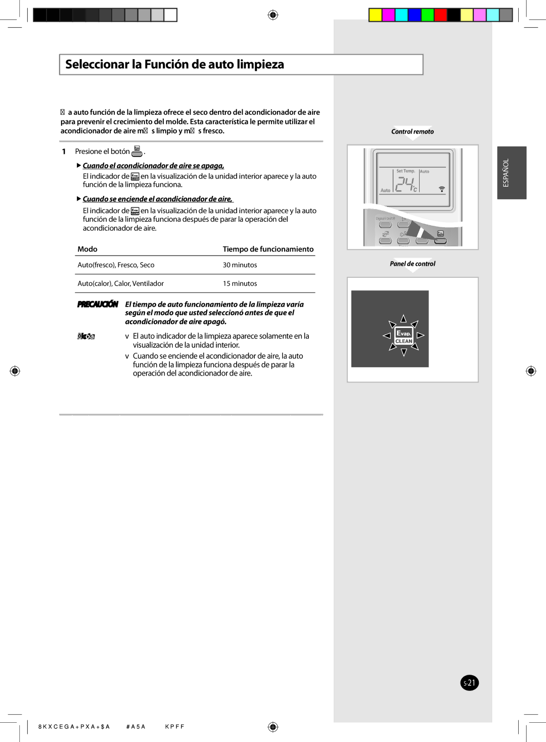 Samsung AQV18VBCN, AQV12VBEN, AQV24VBEN manual Seleccionar la Función de auto limpieza, Visualización de la unidad interior 