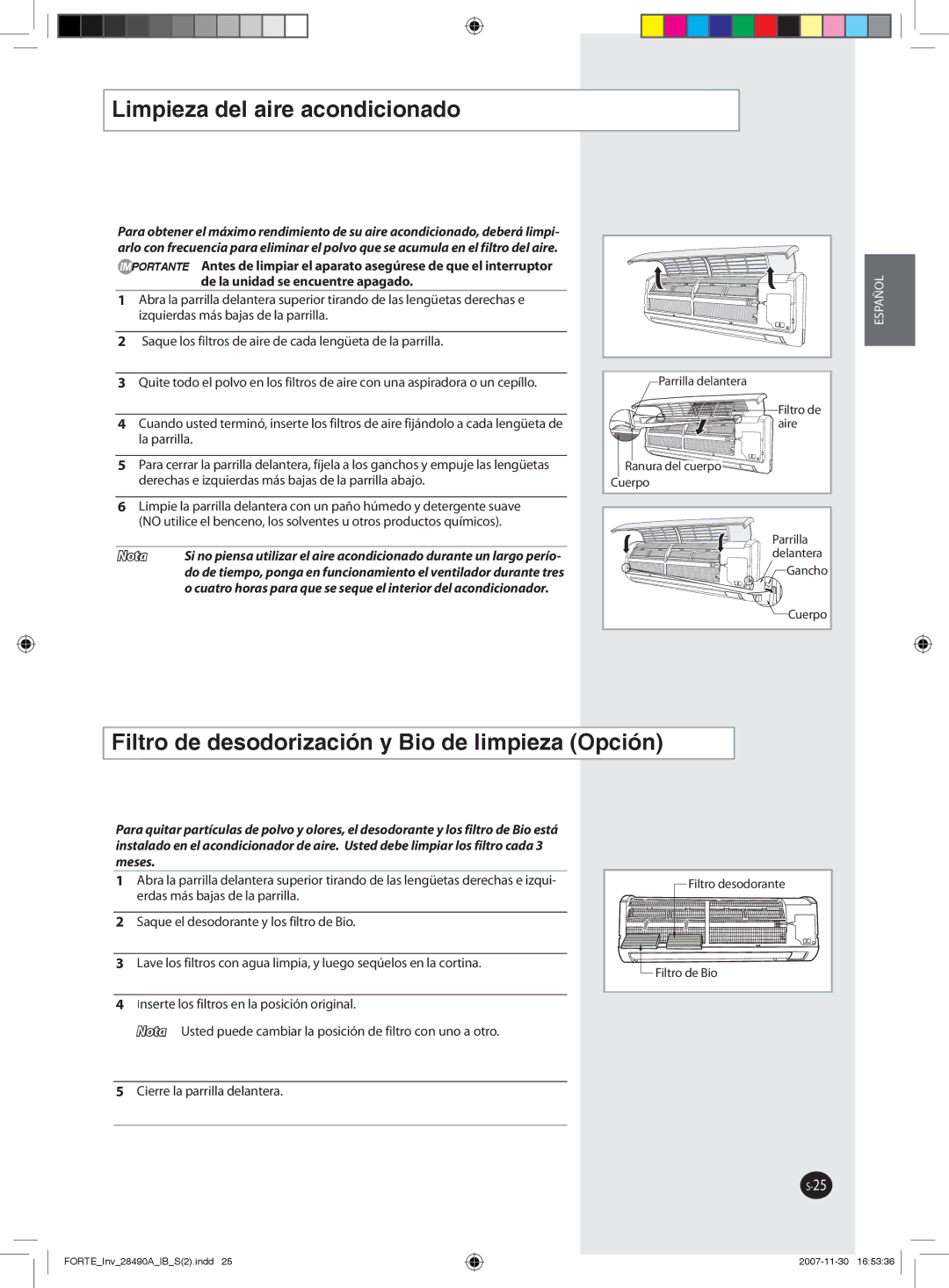 Samsung AQV09NSAN, AQV18FCX, AQV12NSBX, AQV18FCN, AQV09NSBX, AQV24NSAX, AQV24FCX, AQV12NSAX manual Limpieza del aire acondicionado 