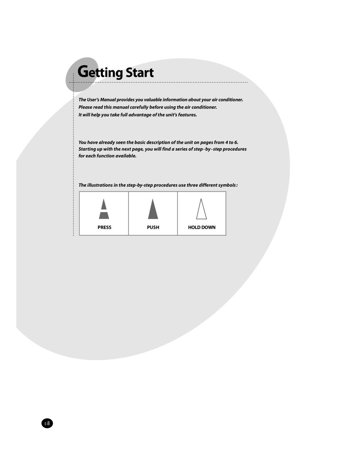 Samsung AQV18J, AQV12J, AQV24J, QV09J user manual Getting Start 