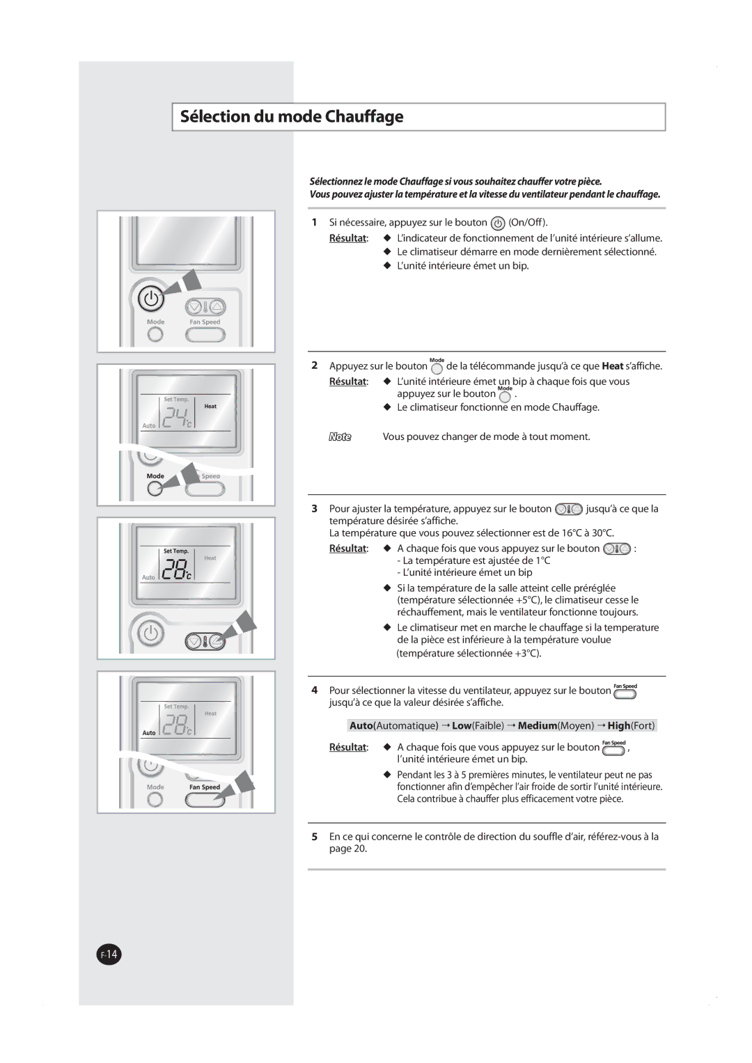 Samsung AQV09MSAX, AQV18MWAX manual 4ÏMFDUJPOEVNPEF$IBVGGBHF, BqqvzfTvsMfCpvupo , VojuïJouïsjfvsfÏnfuVoCjq 