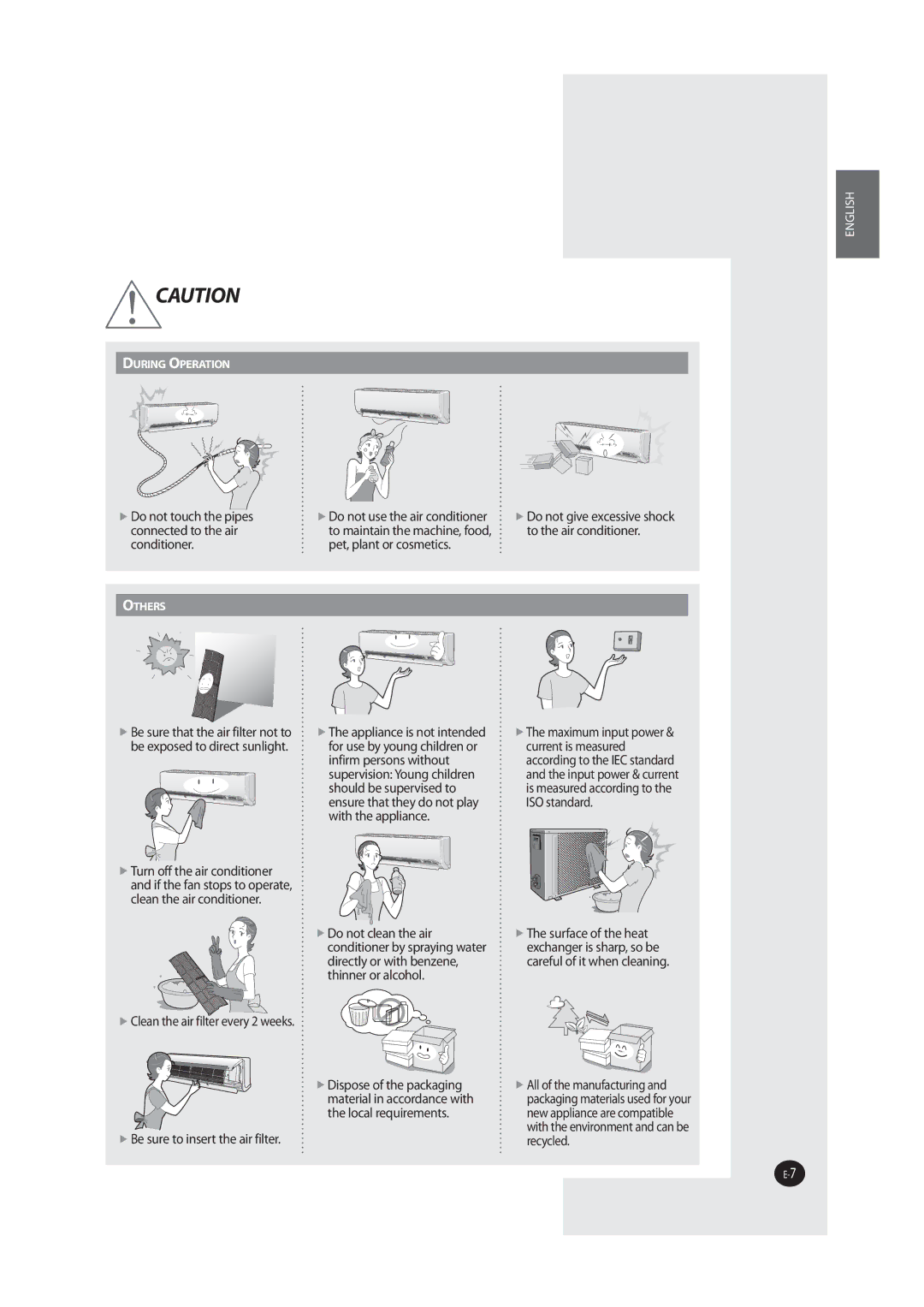 Samsung AQV12MWAX manual 40TUBOEBSE, XjuiUifBqqmjbodf, DmfboUifBjsDpoejujpofs, UijoofsPsBmdpipm, Sfdzdmfe 