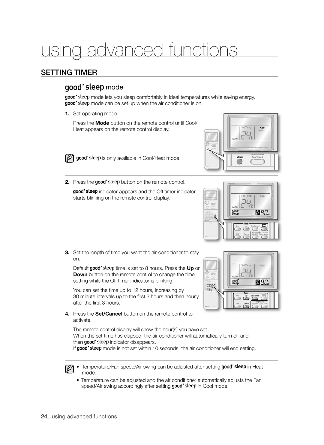 Samsung AQV24AWAN, AQV24AWAX, AQV18AWAN, AQV18AWAX manual Mode 