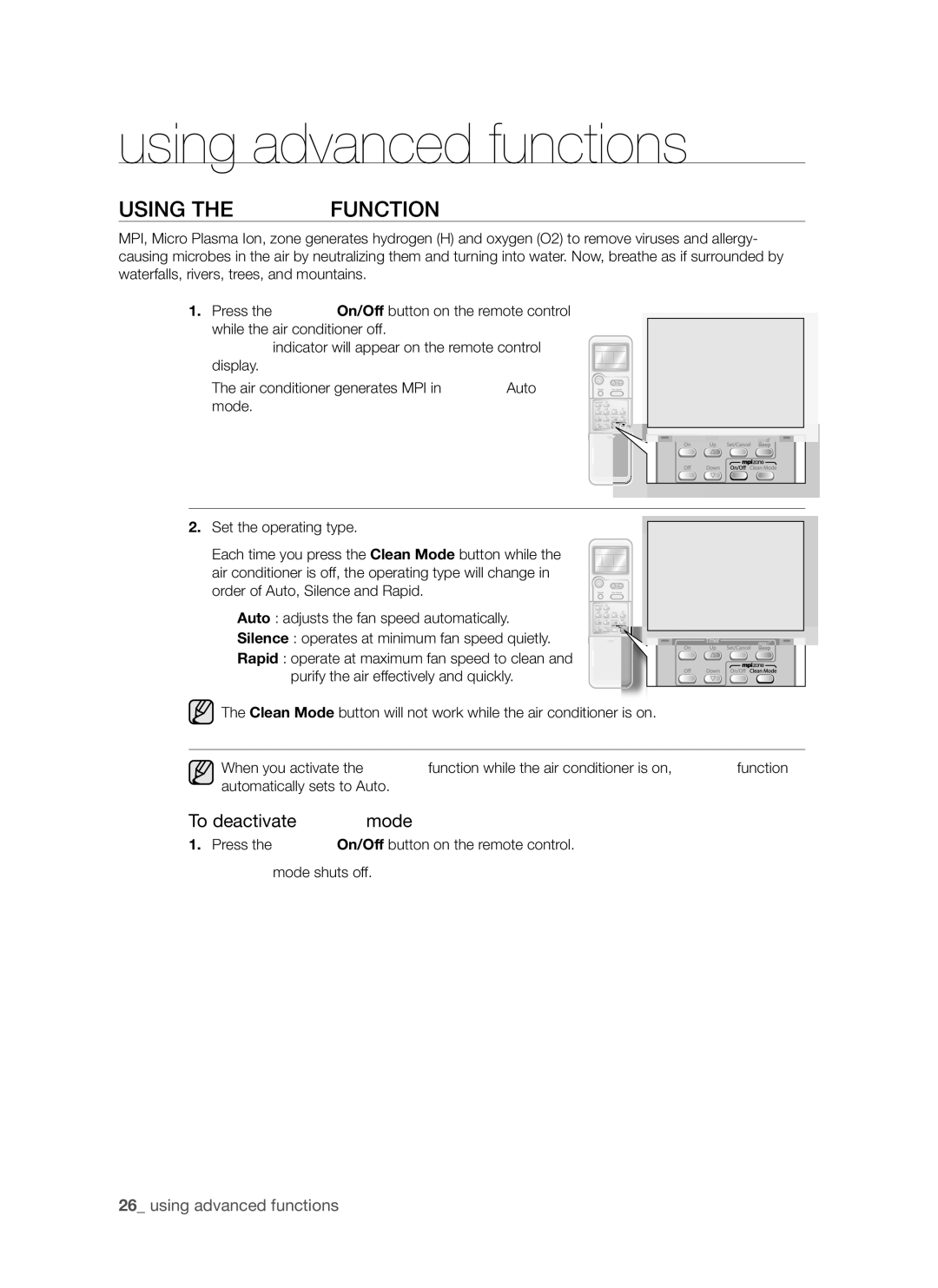 Samsung AQV18AWAN, AQV24AWAN, AQV24AWAX, AQV18AWAX manual Using the Function 