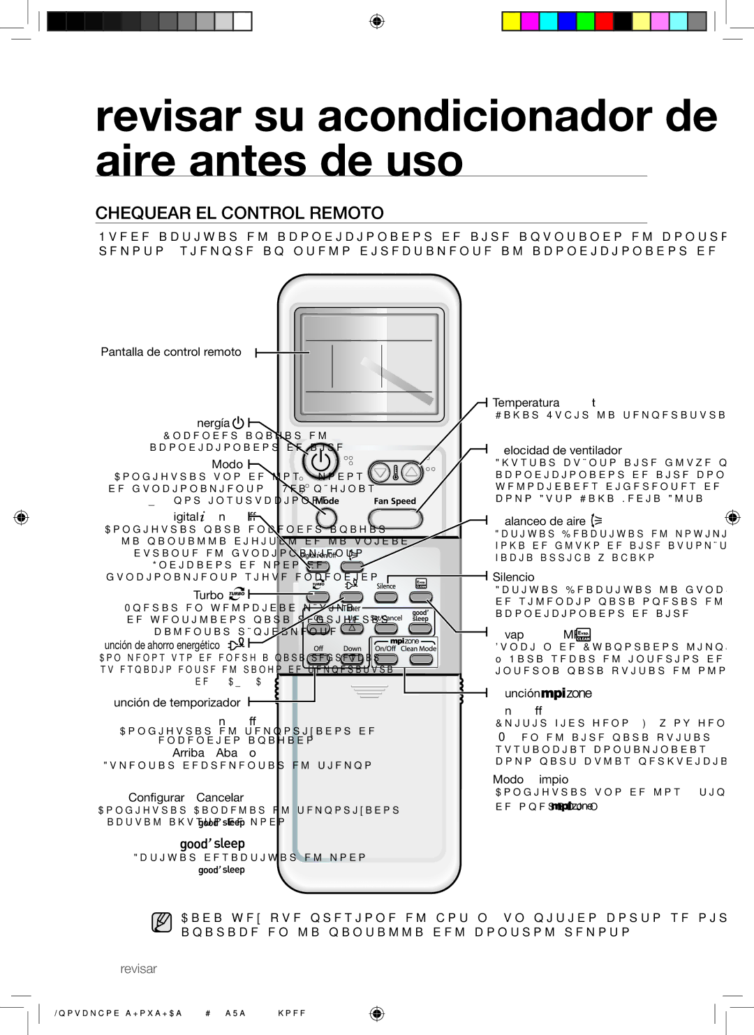 Samsung AQV18AWAX, AQV24AWAN, AQV24AWAX, AQV18AWAN manual Chequear EL Control Remoto, Digital On/Off 