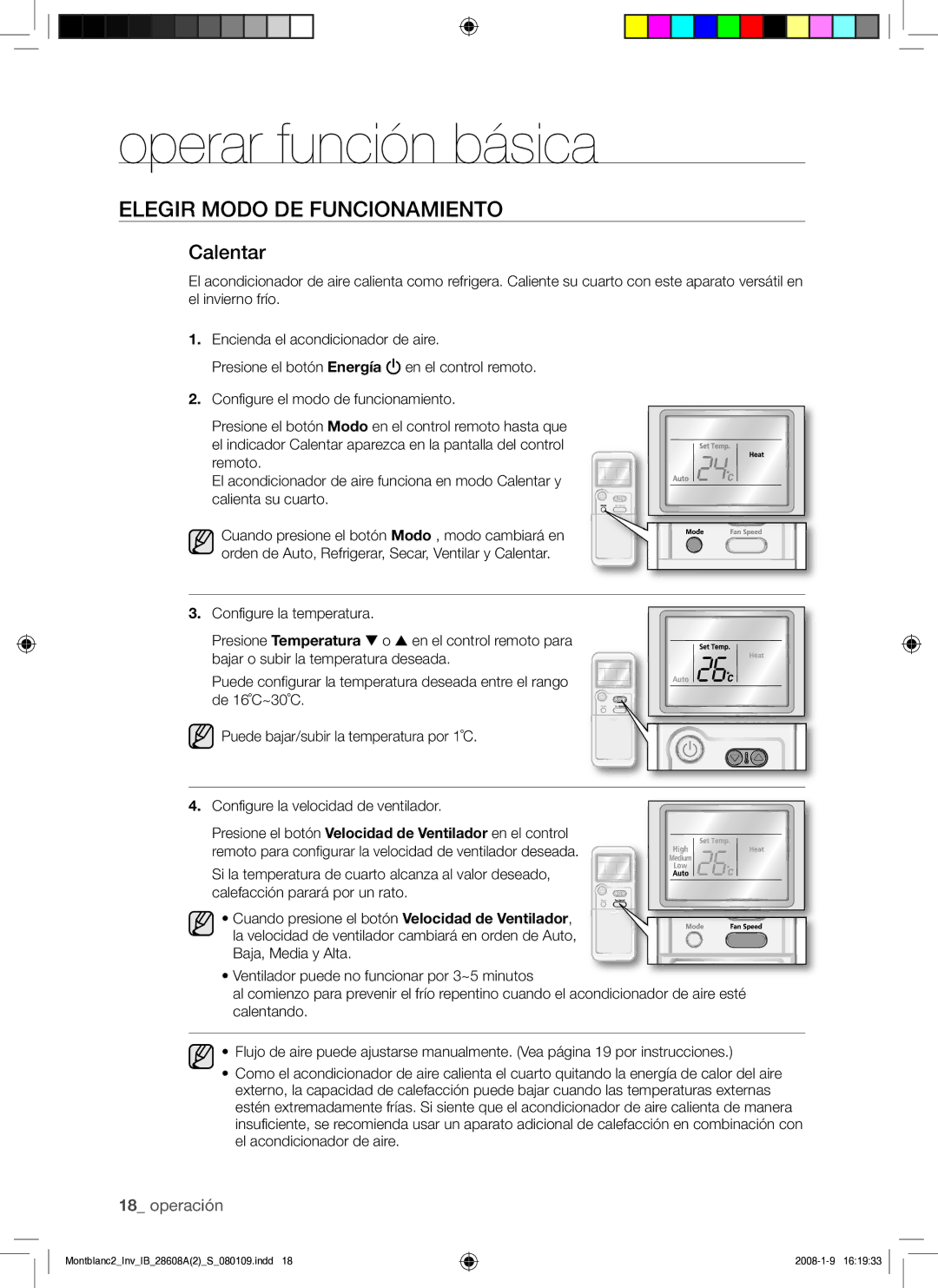 Samsung AQV24AWAX, AQV24AWAN, AQV18AWAN, AQV18AWAX manual Calentar 