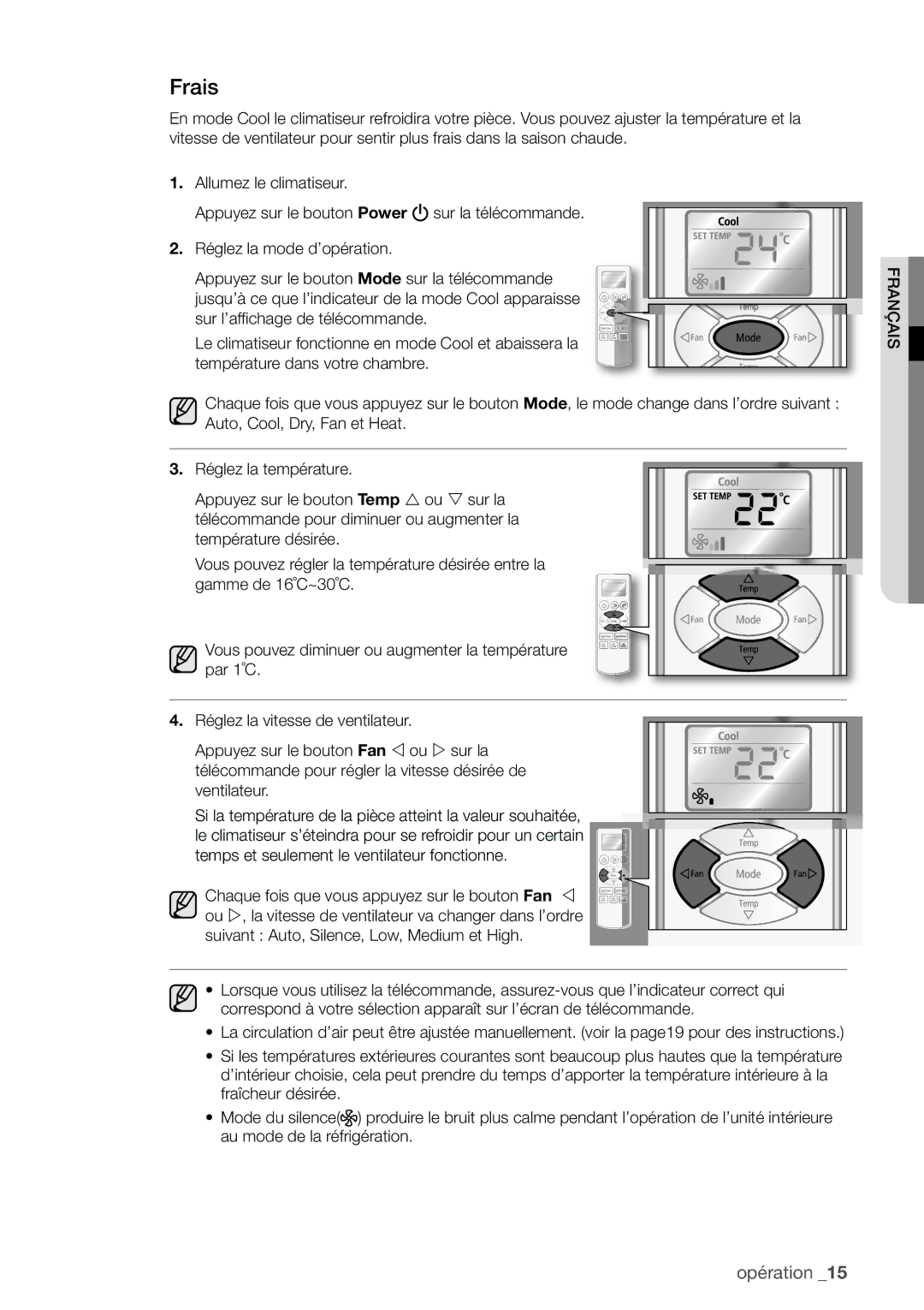 Samsung AQV24UGBX, AQV24UGBN manual Frais 