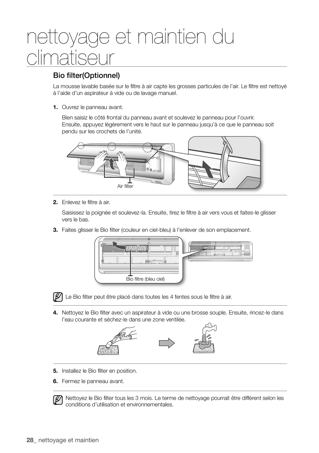 Samsung AQV24UGBN, AQV24UGBX manual Bio filterOptionnel 