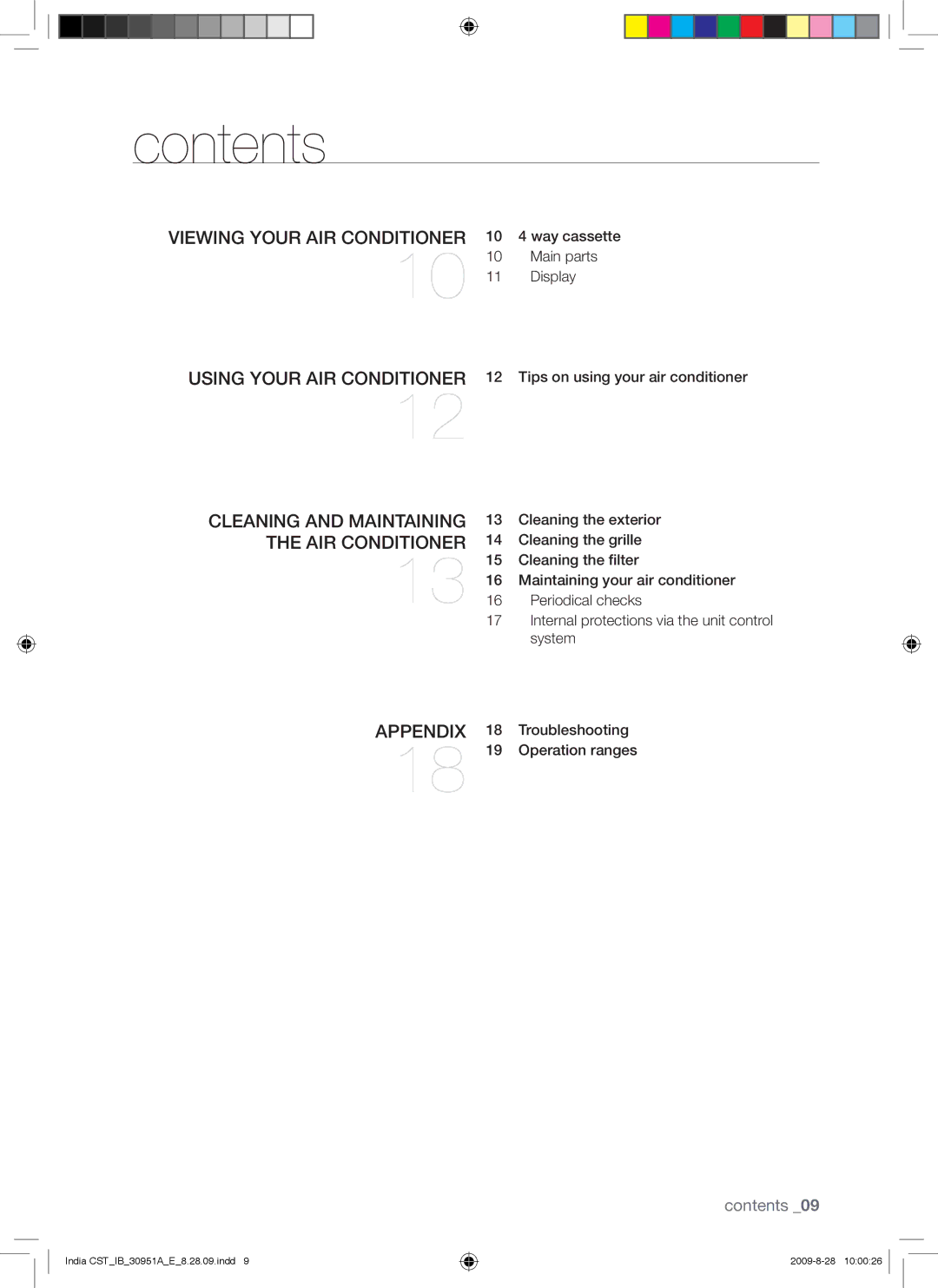 Samsung AQV24VBGN manual Contents 