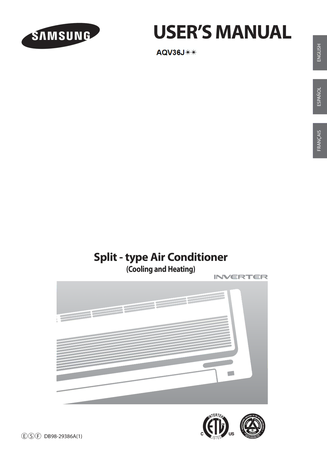 Samsung AQV36W user manual USER’S Manual, Cooling and Heating 