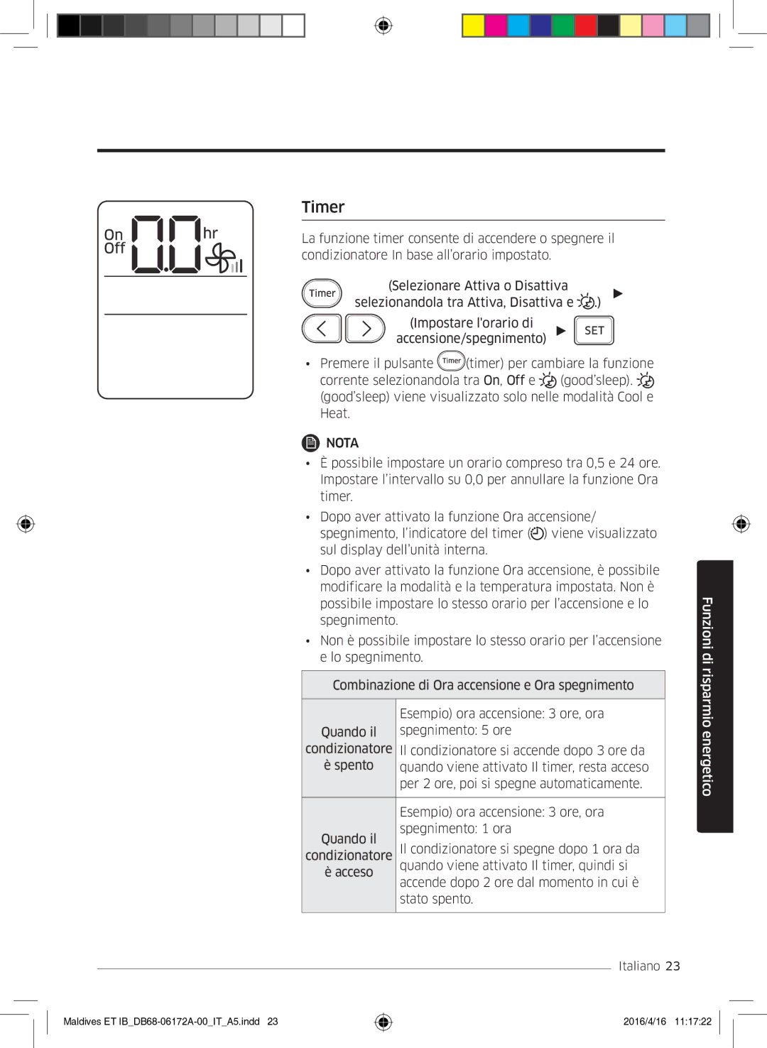 Samsung AR07KSFPEWQNEU, AR12KSFPEWQNET, AR09KSFPEWQNET manual Timer 