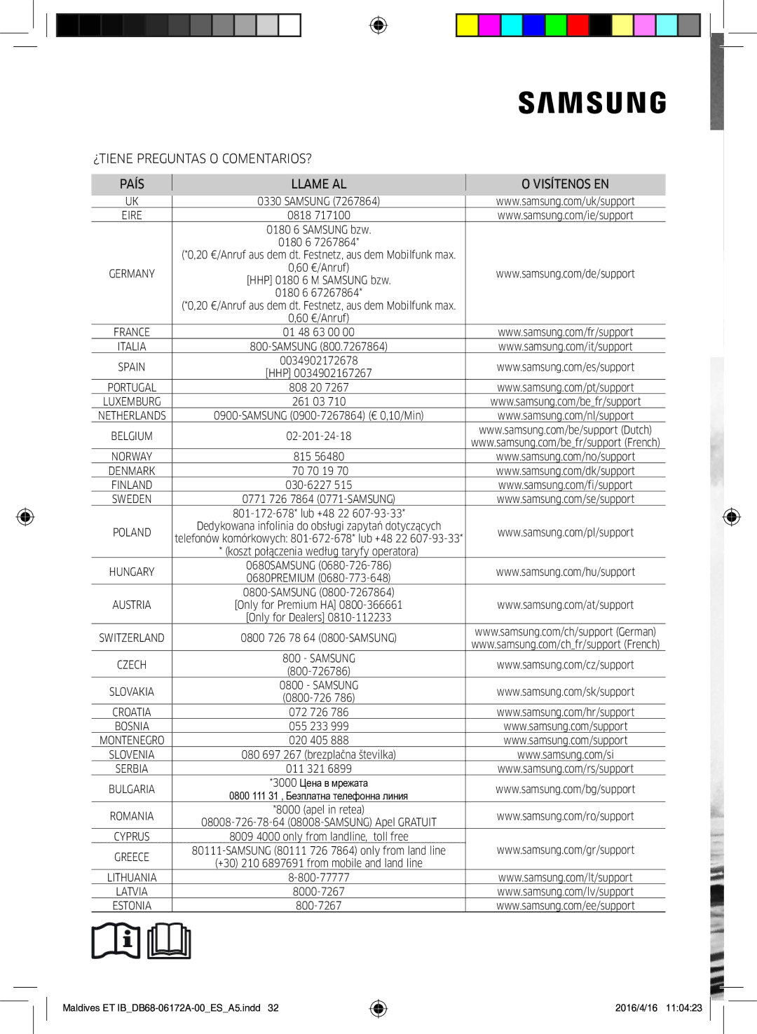 Samsung AR12KSFPEWQNET, AR07KSFPEWQNEU, AR09KSFPEWQNET manual ¿TIENE Preguntas O COMENTARIOS? País Llame AL Visítenos EN 