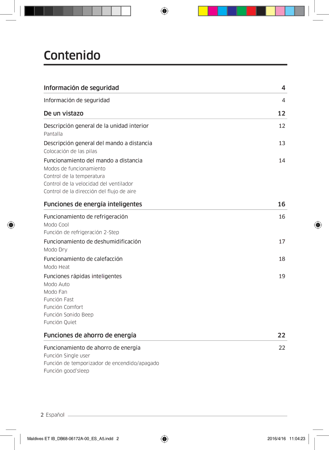 Samsung AR07KSFPEWQNEU, AR12KSFPEWQNET, AR09KSFPEWQNET manual Contenido, De un vistazo 