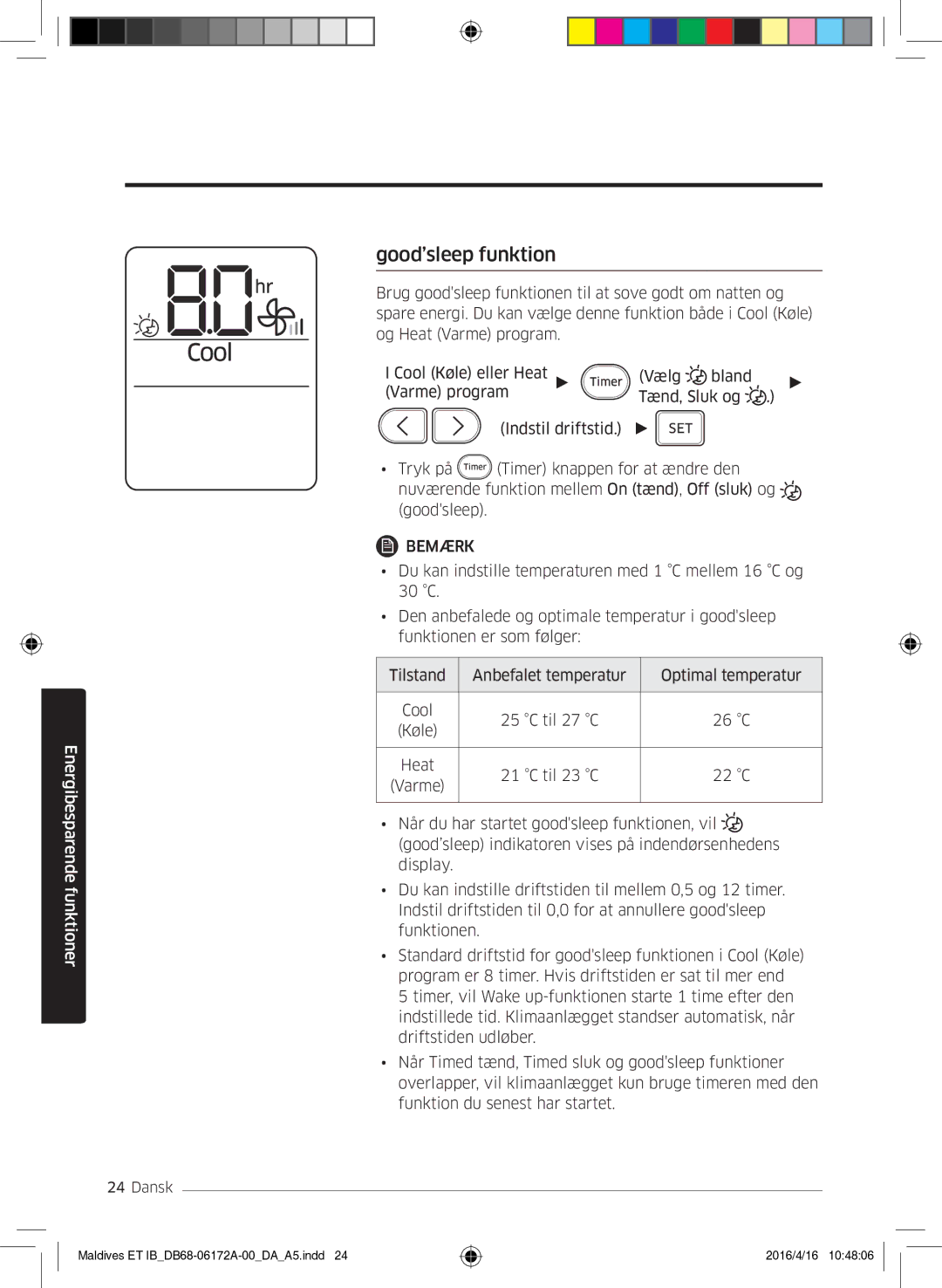 Samsung AR12KSFPEWQNET, AR07KSFPEWQNEU, AR09KSFPEWQNET manual Good’sleep funktion 