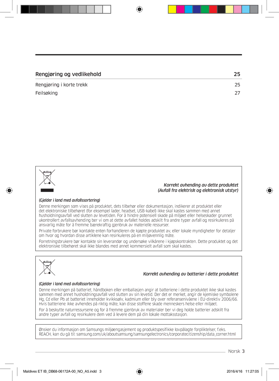 Samsung AR12KSFPEWQNET, AR07KSFPEWQNEU, AR09KSFPEWQNET manual Rengjøring og vedlikehold 