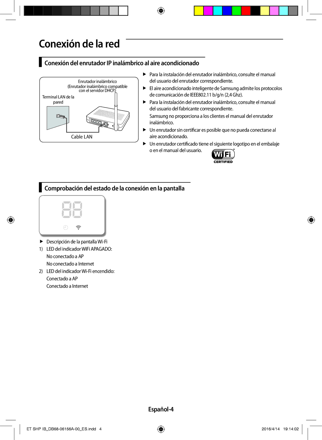 Samsung AR18KSWSAWKXEU manual Conexión de la red, Conexión del enrutador IP inalámbrico al aire acondicionado, Español-4 