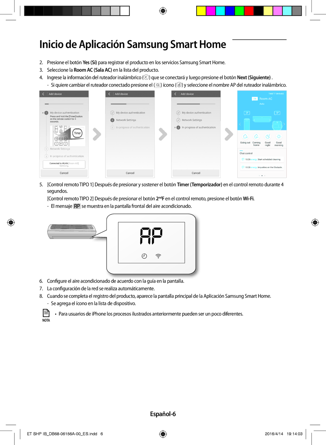 Samsung AR12KSWSBWKNET, AR07KSWSAWKNEU, AR09KSWSBWKNET, AR24KSWSAWKXEU, AR18KSWSAWKXEU manual Español-6 