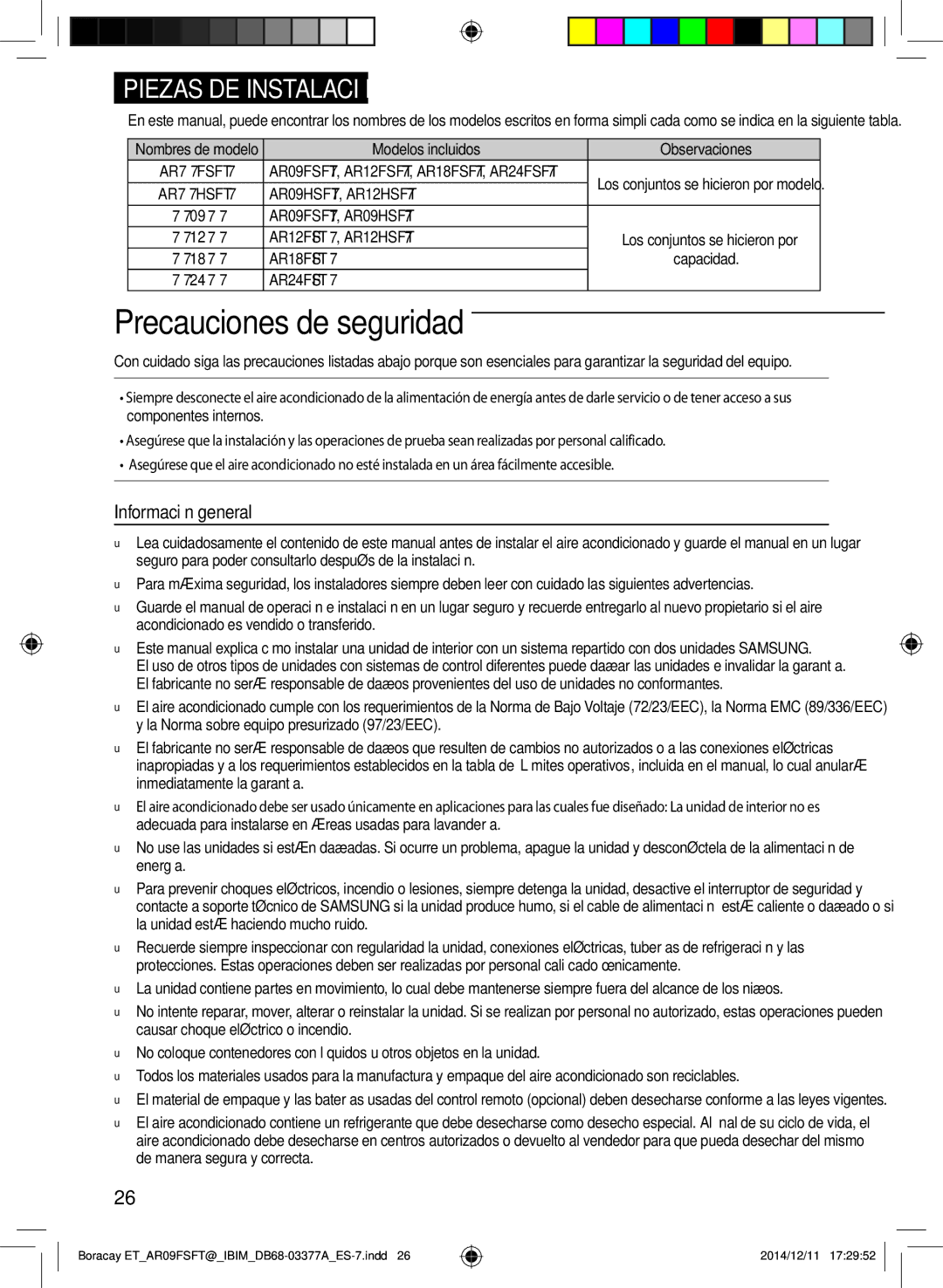 Samsung AR09FSFTJWQNET, AR09FSFTKWQNET, AR12FSFTJWQNET manual Información general, Modelos incluidos Observaciones, Capacidad 