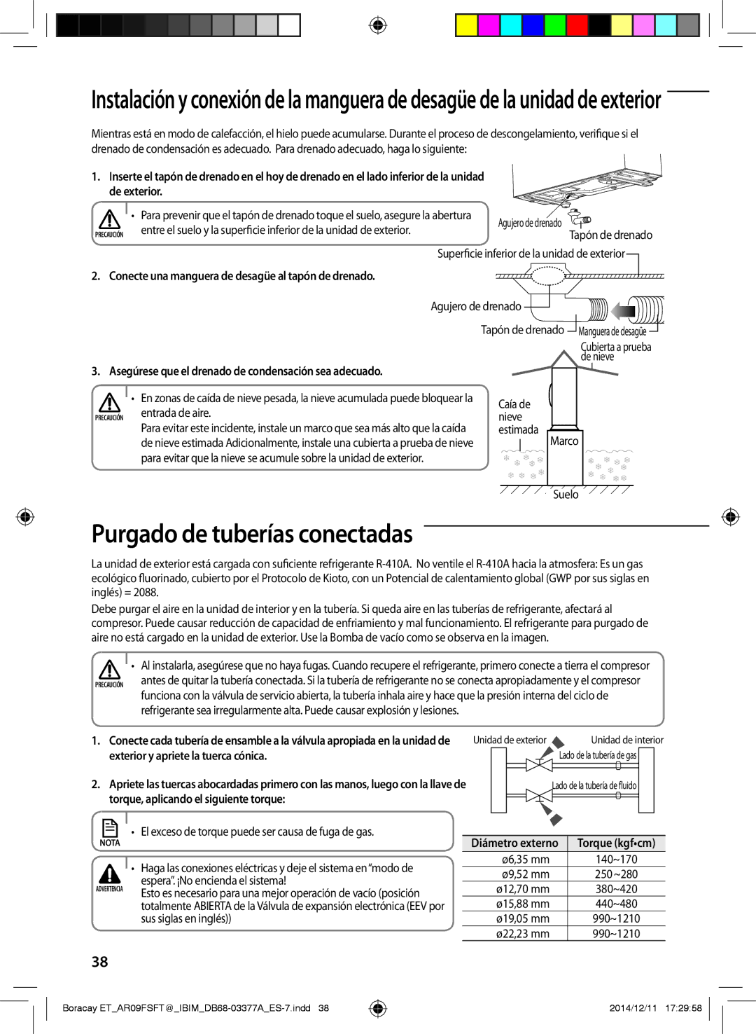 Samsung AR09FSFTJWQNET, AR09FSFTKWQNET Purgado de tuberías conectadas, Conecte una manguera de desagüe al tapón de drenado 