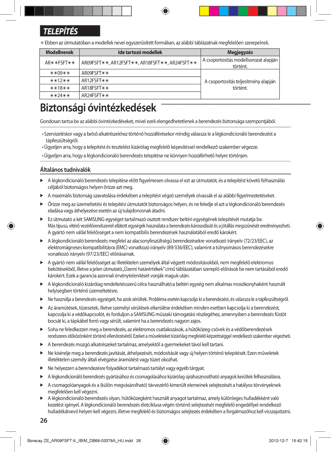 Samsung AR09FSFTKWQNZE, AR09FSFTKWQNET, AR12FSFTKWQNET, AR12FSFTKWQNZE Általános tudnivalók, Ide tartozó modellek, Történt 