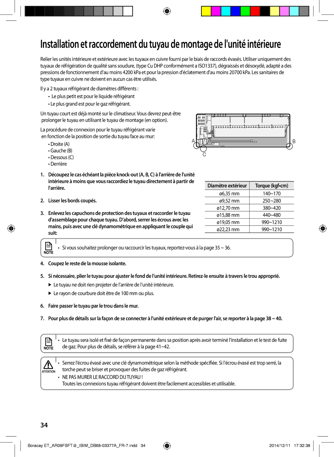 Samsung AR12FSFTKWQNET, AR09FSFTKWQNET, AR12FSFTJWQNET manual Lisser les bords coupés, Coupez le reste de la mousse isolante 