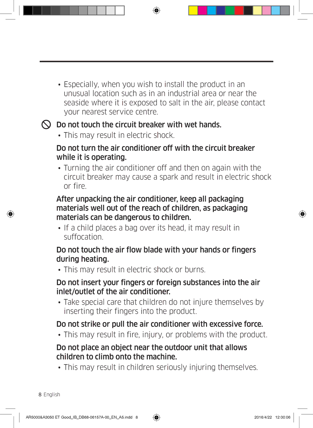 Samsung AR12HSFSBURNET, AR09HSFNBWKNET, AR12HSFNBWKNET, AR09HSFSBWKNET, AR07HSFNBWKNEU, AR09HSFSBURNET manual Safety Information 