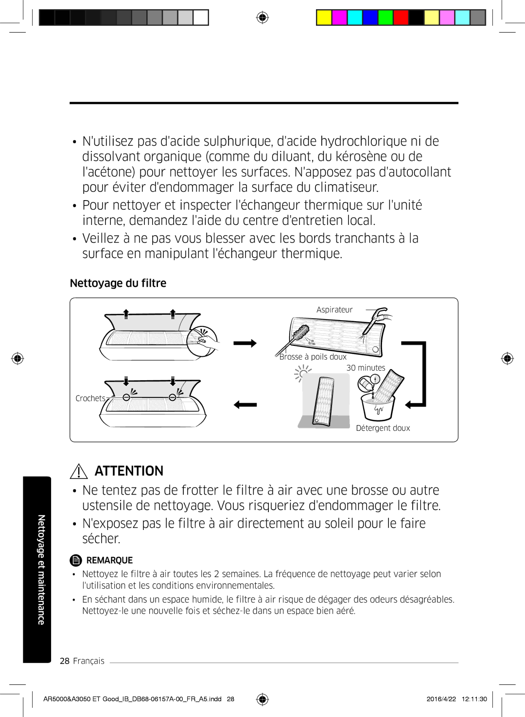 Samsung AR12HSFSBURNET, AR09HSFNBWKNET, AR12HSFNBWKNET, AR09HSFSBWKNET, AR07HSFNBWKNEU, AR09HSFSBURNET Nettoyage du filtre 