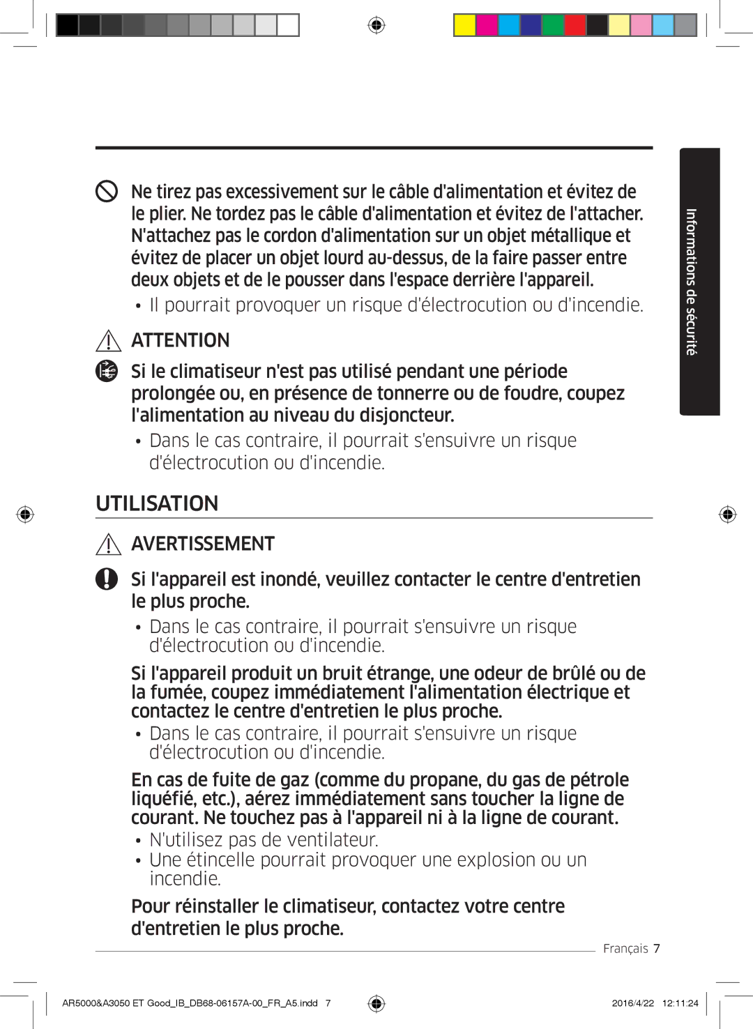 Samsung AR12HSFNCWKNET, AR09HSFNBWKNET, AR12HSFNBWKNET, AR09HSFSBWKNET, AR07HSFNBWKNEU, AR09HSFSBURNET manual Utilisation 