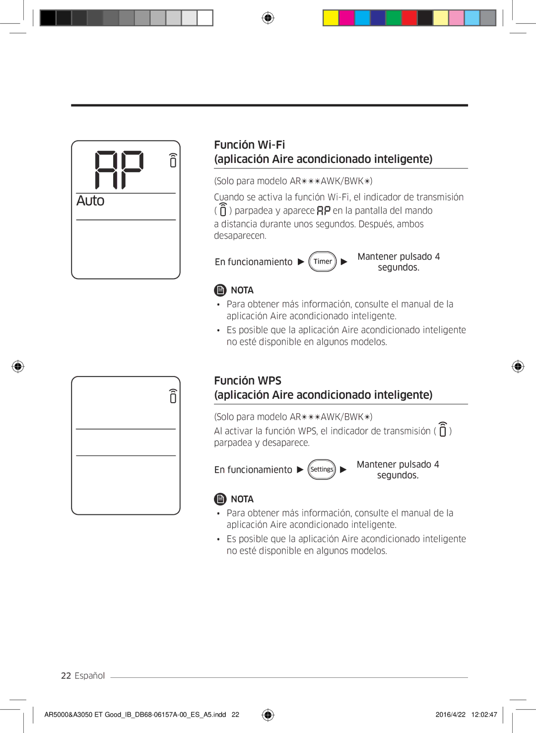 Samsung AR12HSFSBURNET, AR09HSFNBWKNET, AR12HSFNBWKNET manual Función Wi-Fi Aplicación Aire acondicionado inteligente 