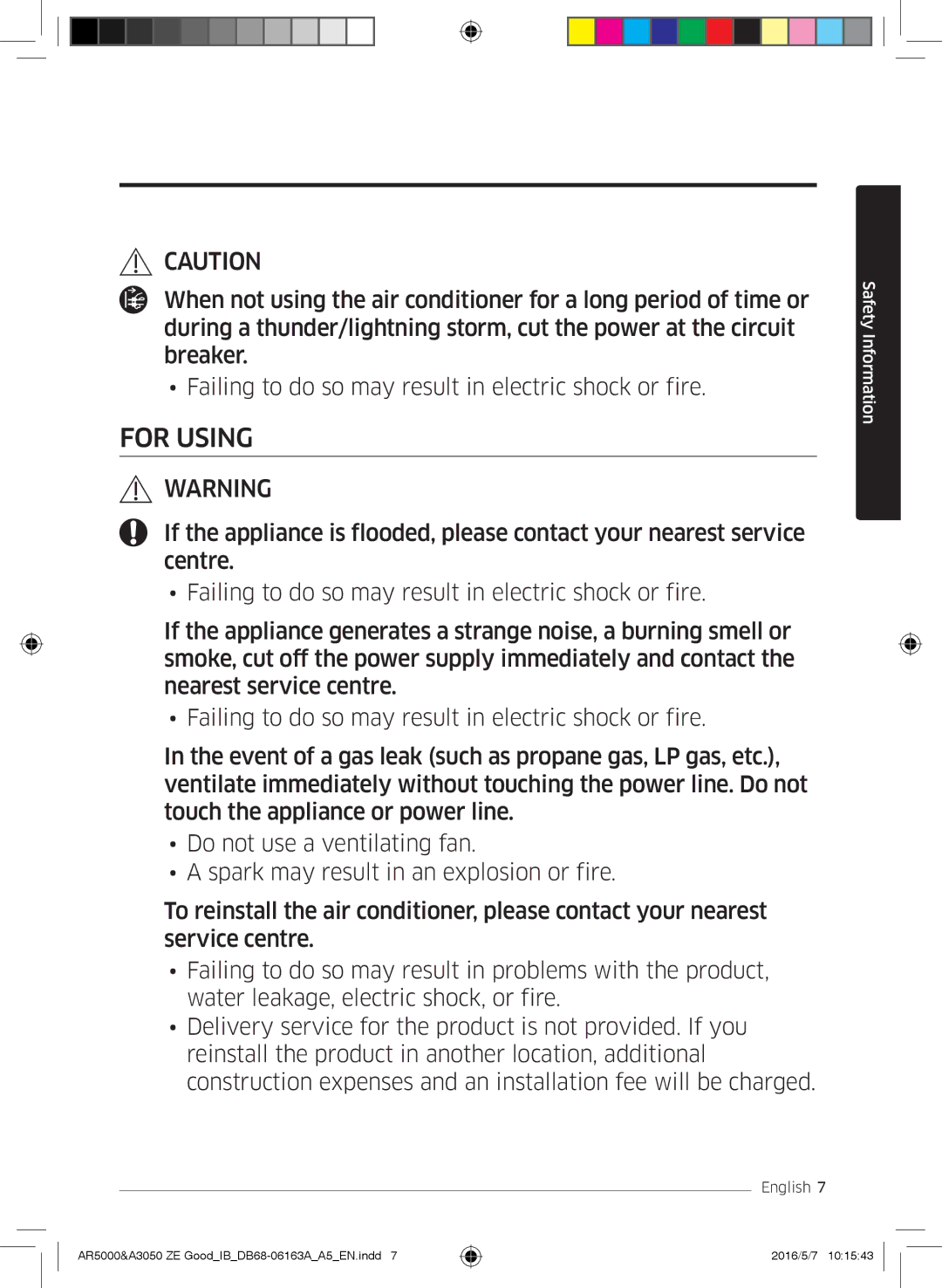 Samsung AR12HSFSAWKNZE, AR09HSFNBWKNET, AR12HSFNBWKNET, AR09HSFSBWKNET, AR12HSFSAWKNET, AR09JSFNCWKNET manual For Using 