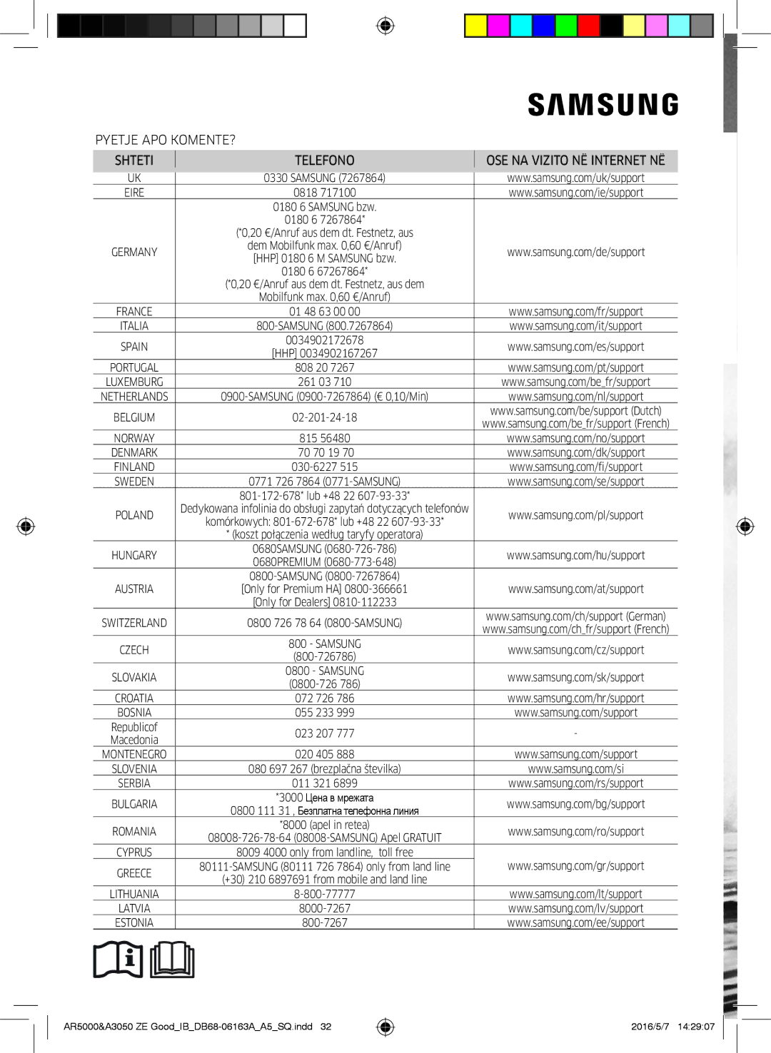 Samsung AR12HSFNBWKNET, AR09HSFNBWKNET, AR12HSFNCWKNZE, AR09HSFNCWKNZE, AR12HSFSAWKNZE manual Pyetje APO KOMENTE? Shteti 