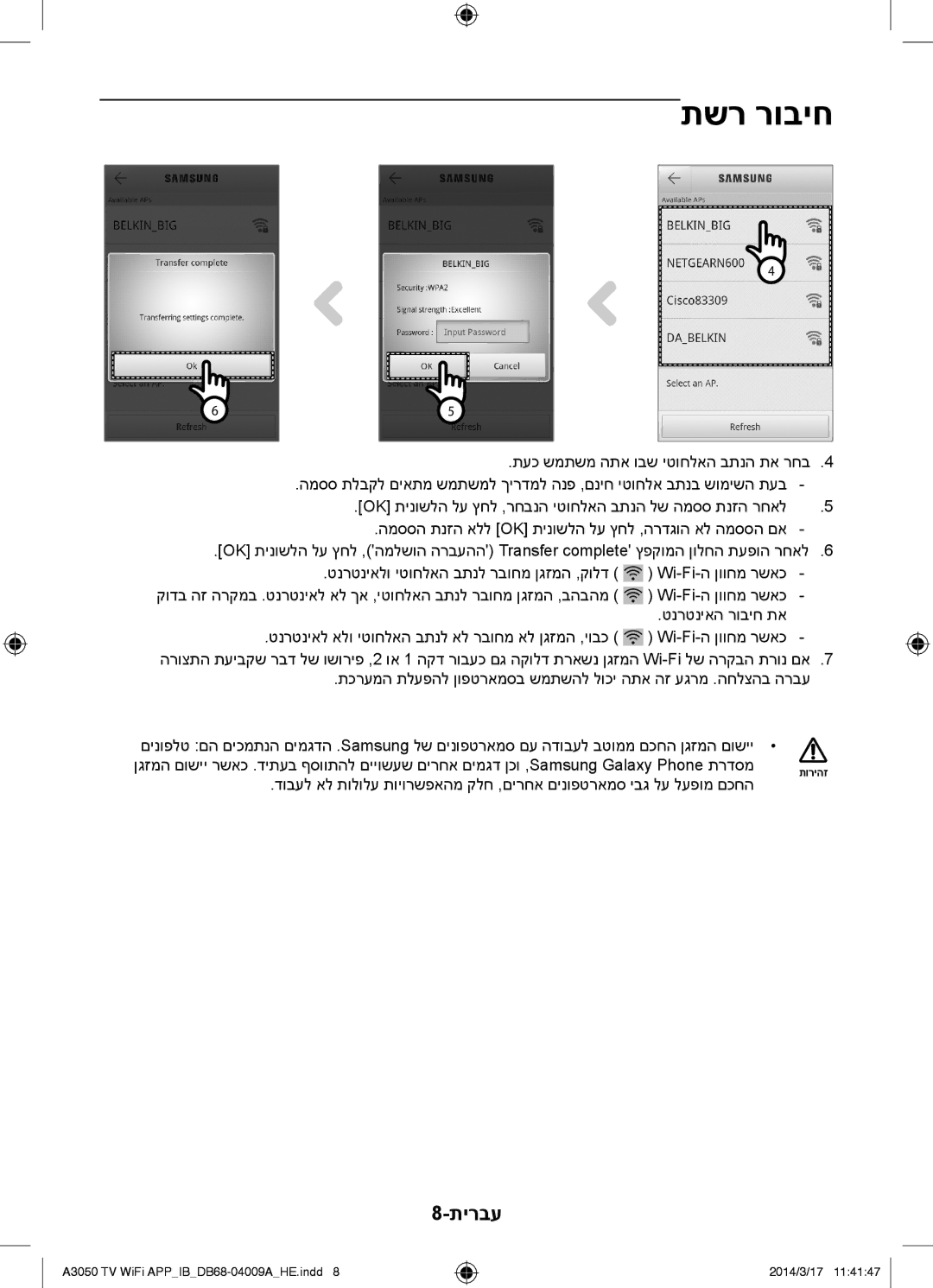 Samsung AR30HSFSSWKNTV, AR09HSFSSWKNTV, AR12HSFSSWKNTV manual תשר רוביח 