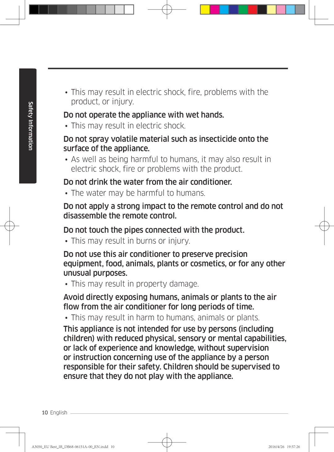 Samsung AR12JSPFAWKNEU, AR09HSSFAWKNEU, AR12HSSFAWKNEU, AR09JSPFAWKNEU, AR09JSPFBWKNEU, AR12JSPFBWKNEU manual Safety Information 