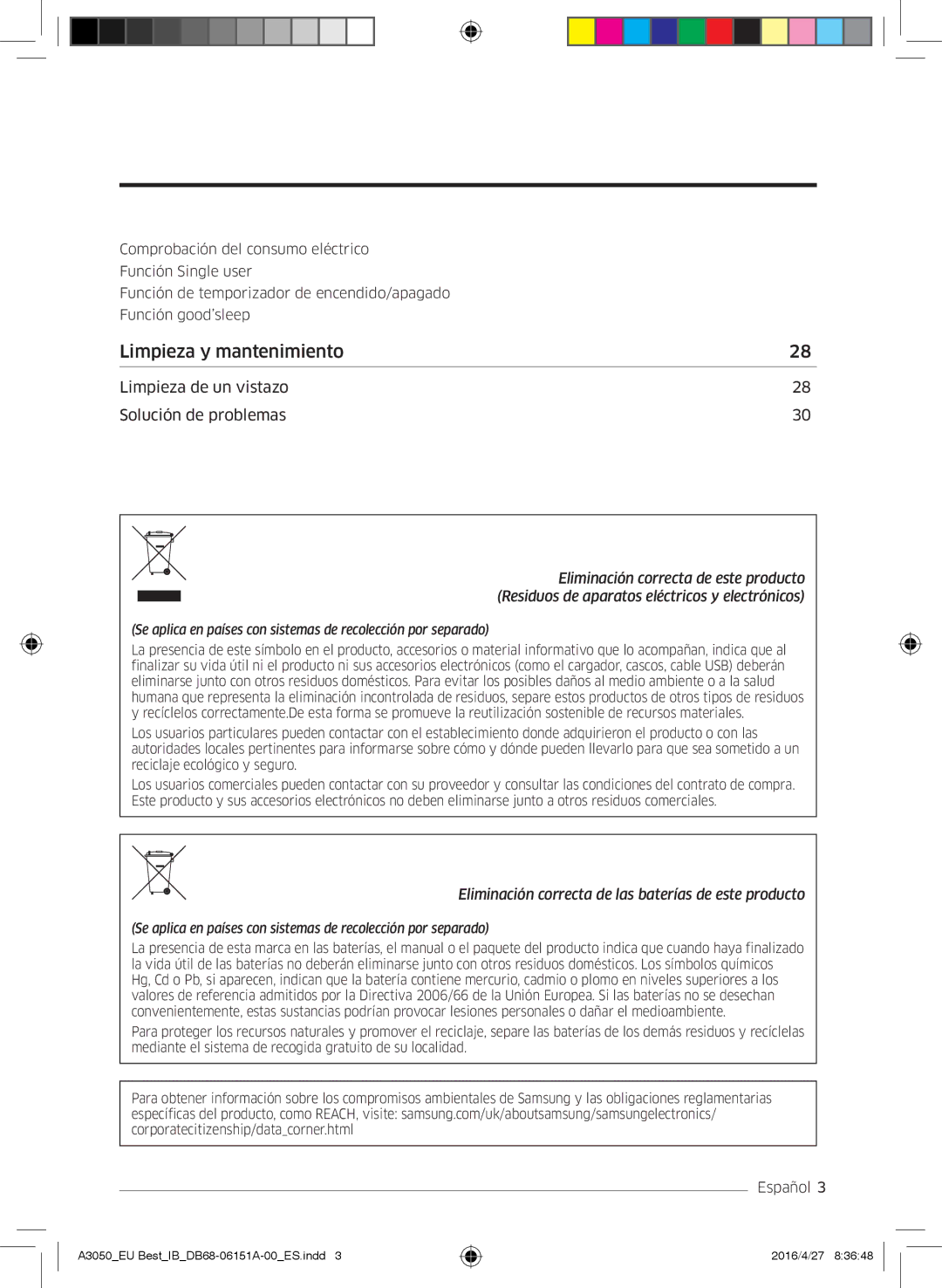 Samsung AR09HSSFBWKNEU, AR09HSSFAWKNEU, AR12HSSFAWKNEU, AR09JSPFBWKNEU, AR12JSPFBWKNEU manual Limpieza y mantenimiento 