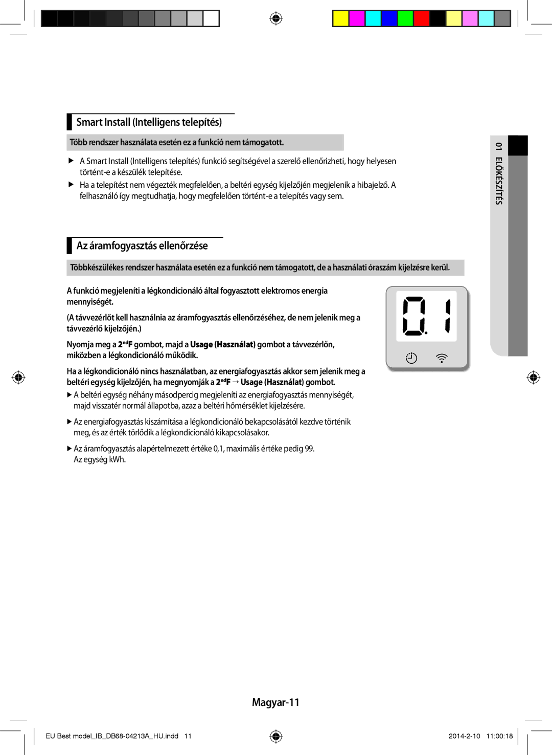 Samsung AR12HSSFBWKNEU, AR09HSSFBWKNEU manual Az áramfogyasztás ellenőrzése, Magyar-11 