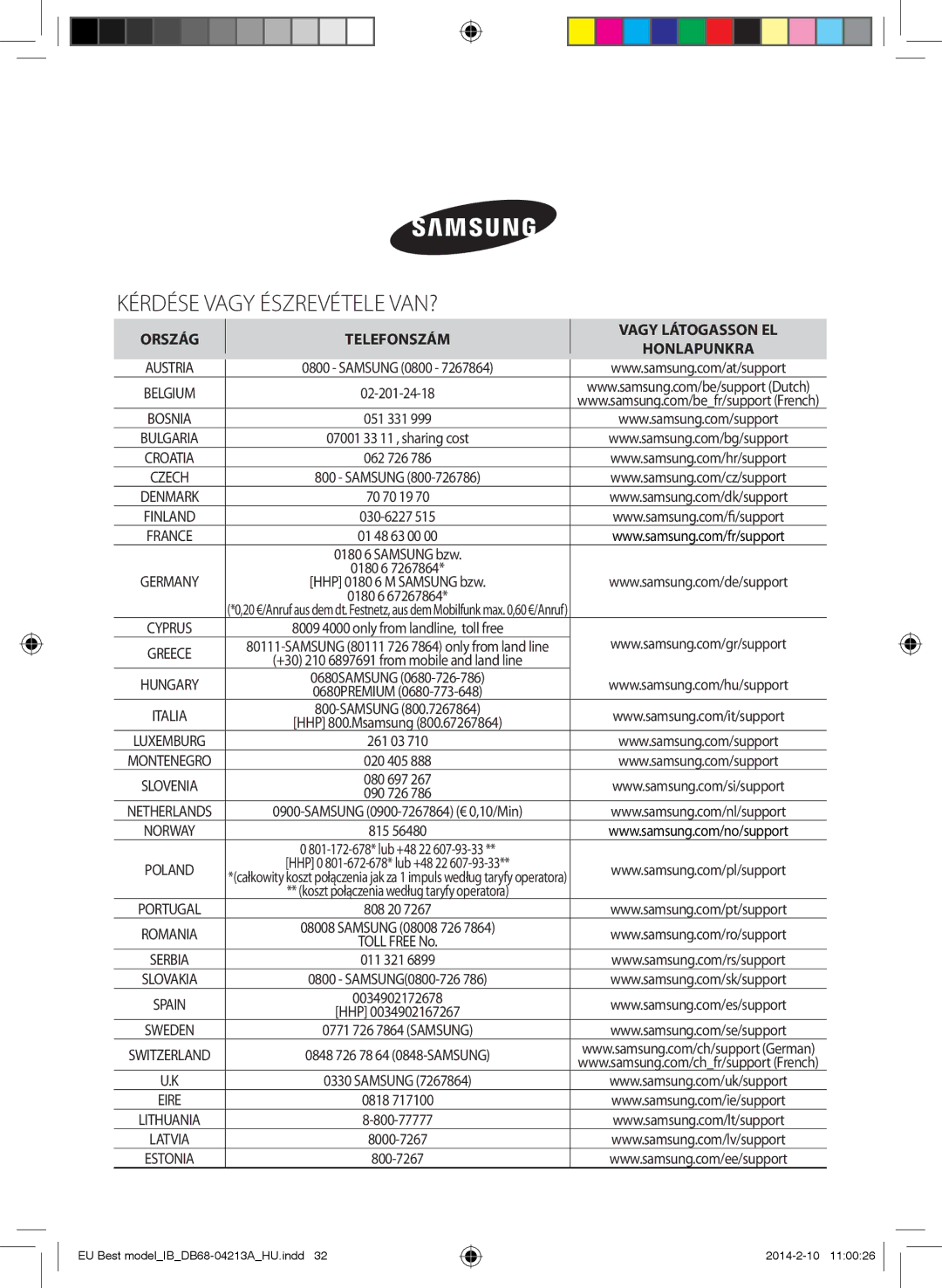 Samsung AR09HSSFBWKNEU, AR12HSSFBWKNEU manual Kérdése Vagy Észrevétele VAN? 