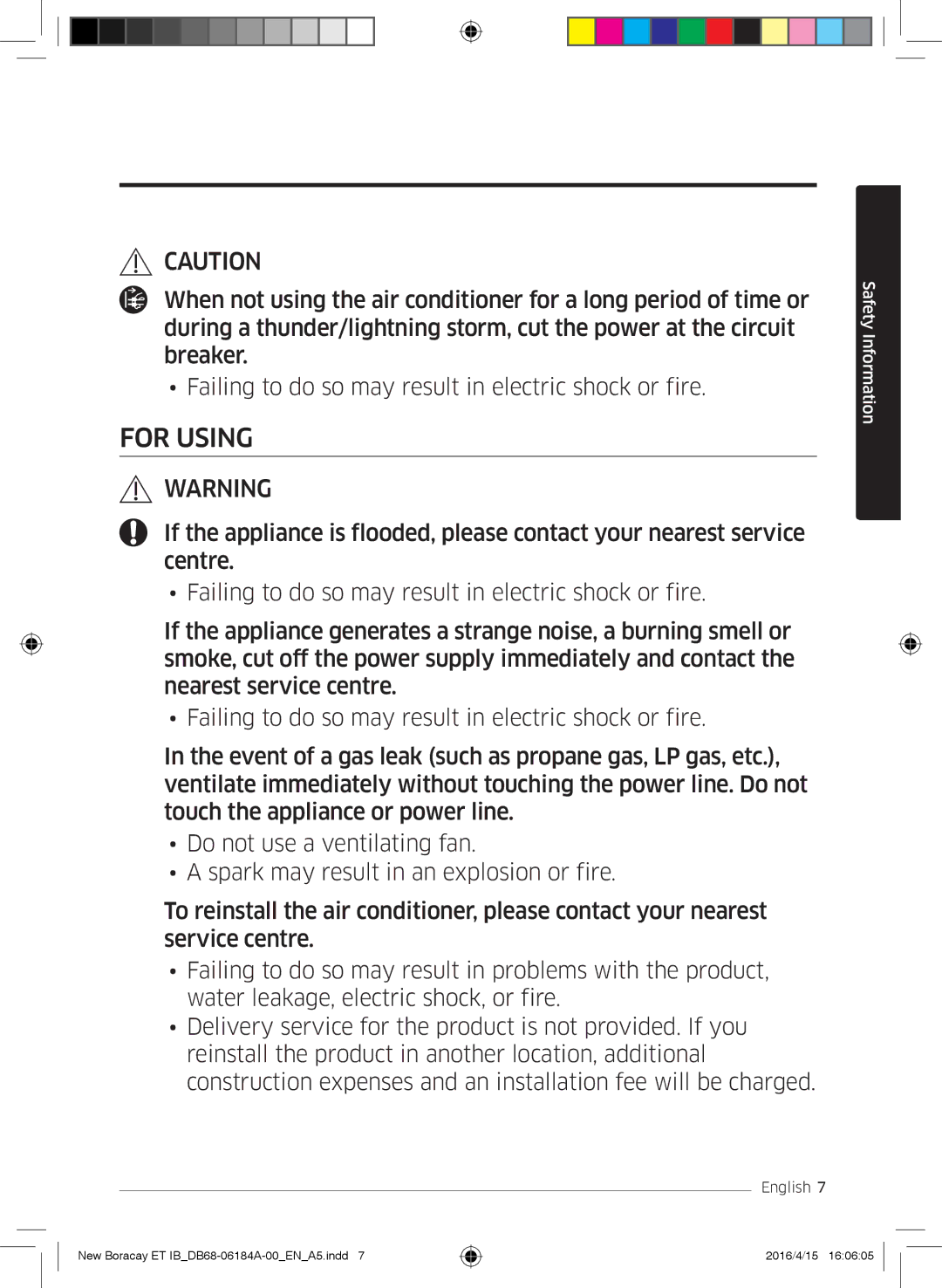 Samsung AR09KSFHBWKNZE, AR09KSFHBWKNET, AR12KSFHBWKNET, AR07KSFHBWKNEU, AR12KSFHBWKNZE manual For Using 