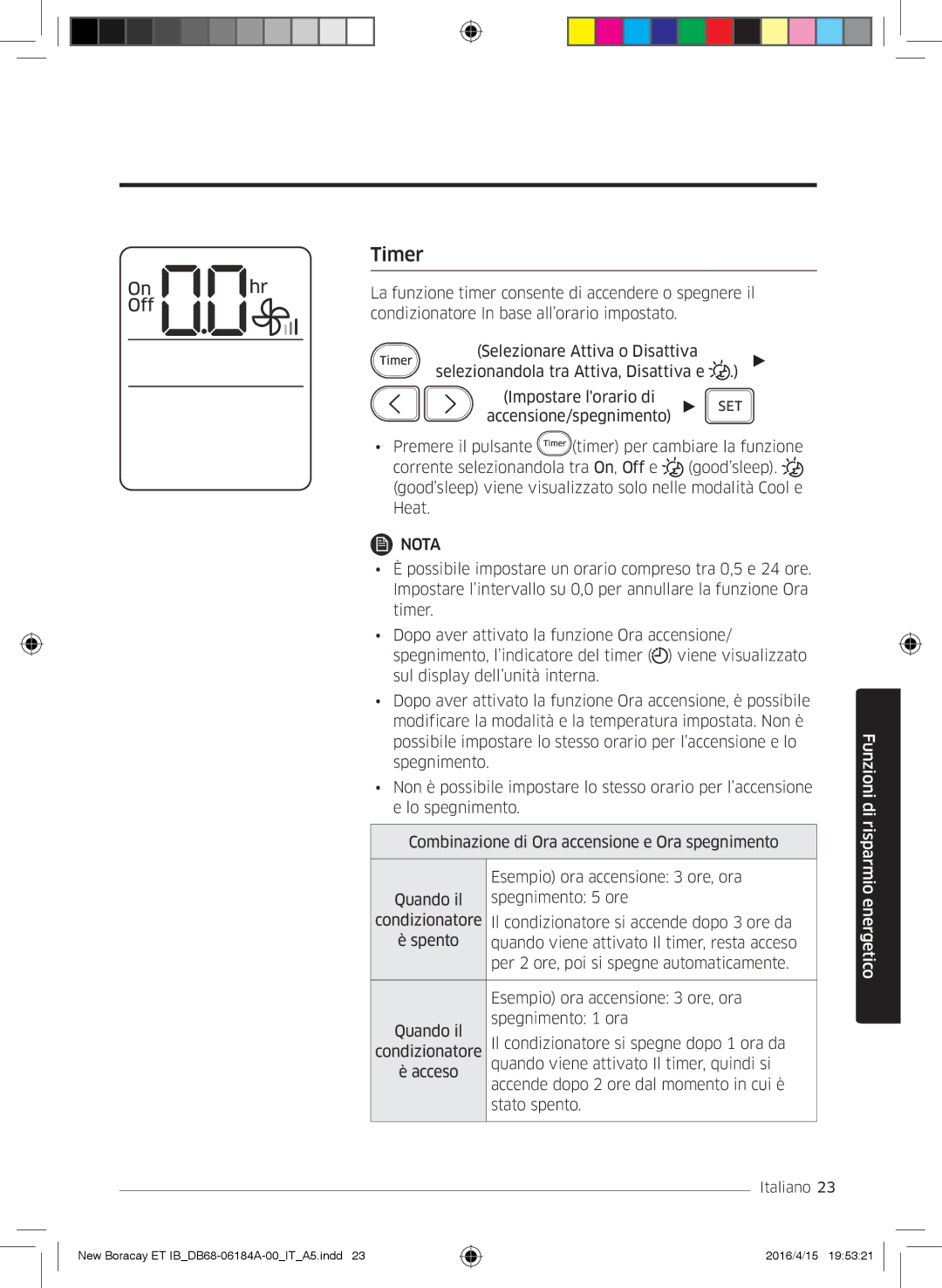 Samsung AR09KSFHBWKNET, AR12KSFHBWKNET, AR07KSFHBWKNEU manual Timer 