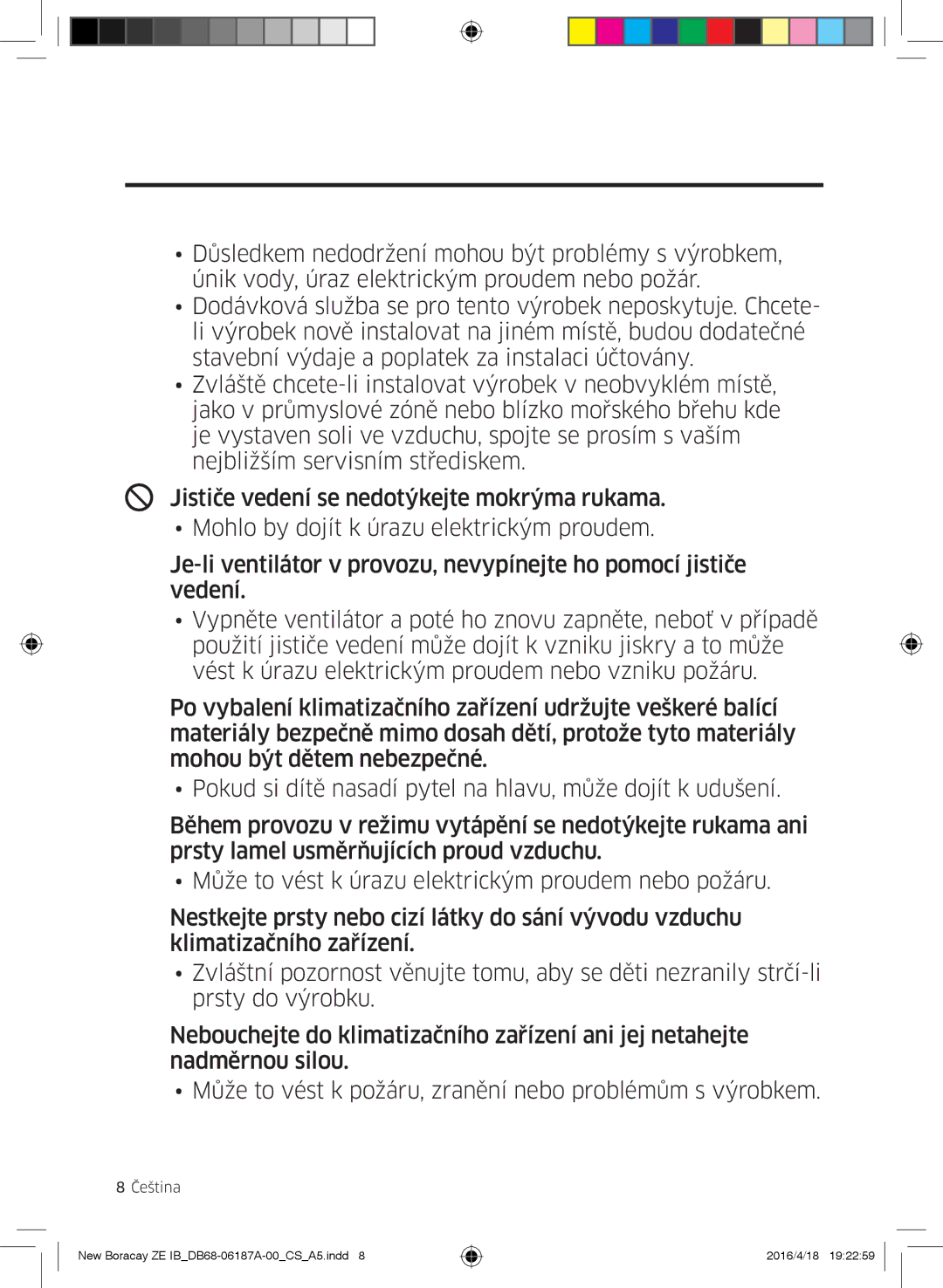 Samsung AR12KSFHBWKNET, AR09KSFHBWKNET, AR09KSFHBWKNZE, AR12KSFHBWKNZE manual Bezpečnostní informace 