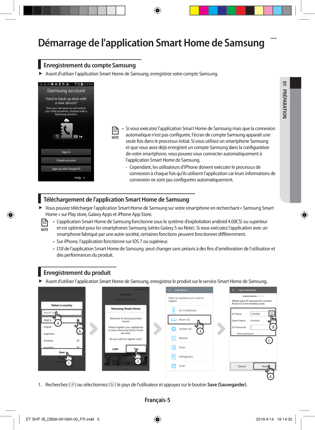 Samsung AR07KSWNAWKNEU Enregistrement du compte Samsung, Téléchargement de lapplication Smart Home de Samsung, Français-5 