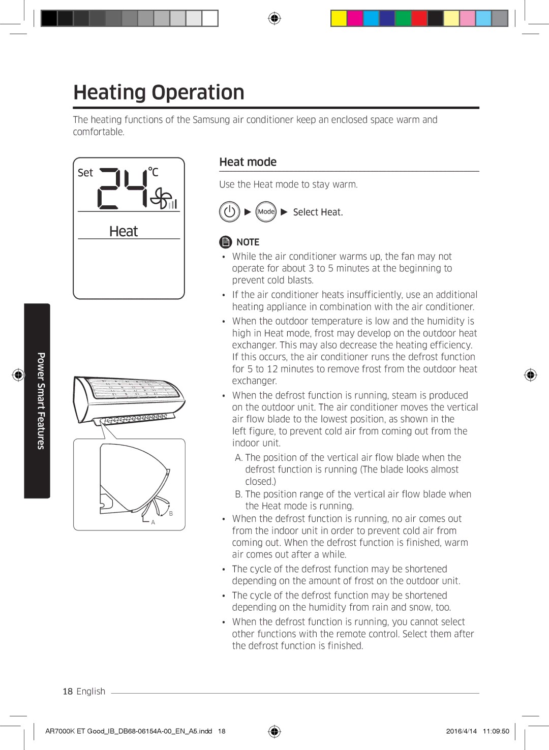 Samsung AR09KSWSBWKNZE, AR09KSWNAWKNET, AR07KSWSAWKNEU, AR12KSWNAWKNET, AR12KSWSBWKNET manual Heating Operation, Heat mode 