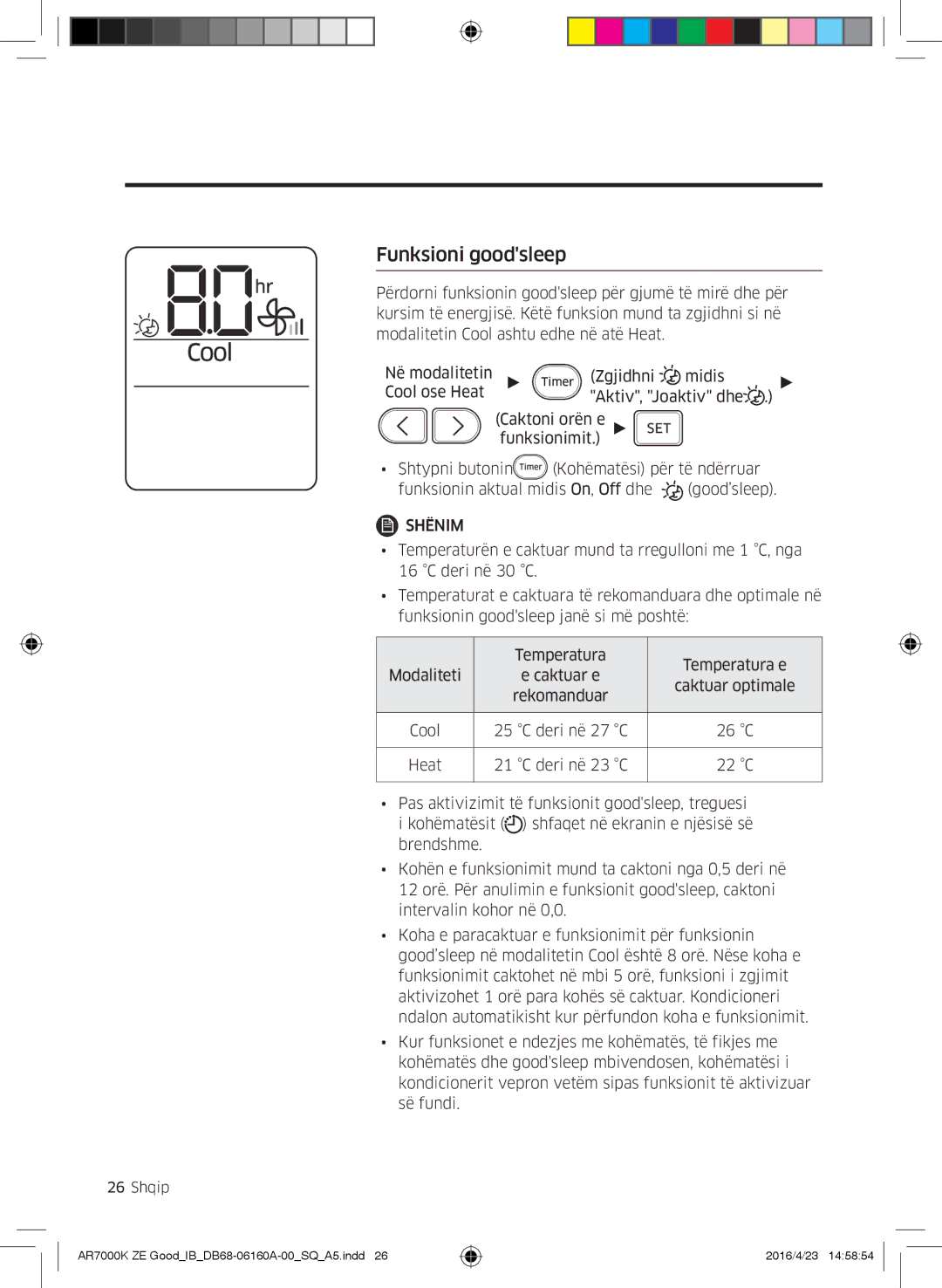 Samsung AR12KSWSBWKNZE, AR09KSWNAWKNET, AR12KSWNAWKNET, AR09KSWSBWKNZE manual Funksioni goodsleep 