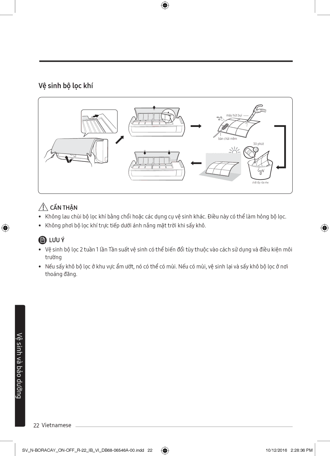 Samsung AR18MCFHAWKNSV, AR09MCFTBURNSV, AR24MCFHAWKNSV, AR09MCFHAWKNSV, AR12MCFHAWKNSV, AR12MCFTBURNSV manual Vệ sinh bộ lọc khí 