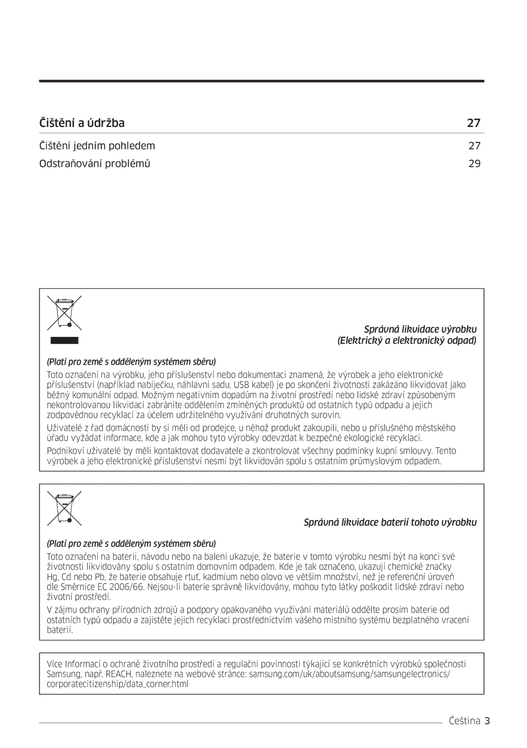 Samsung AR09MSFHBWKNET, AR09MSFHBWKNEU, AR12MSFHBWKNEU, AR18MSFHBWKNEU, AR07MSFHBWKNEU, AR24MSFHBWKNEU manual Čištění a údržba 